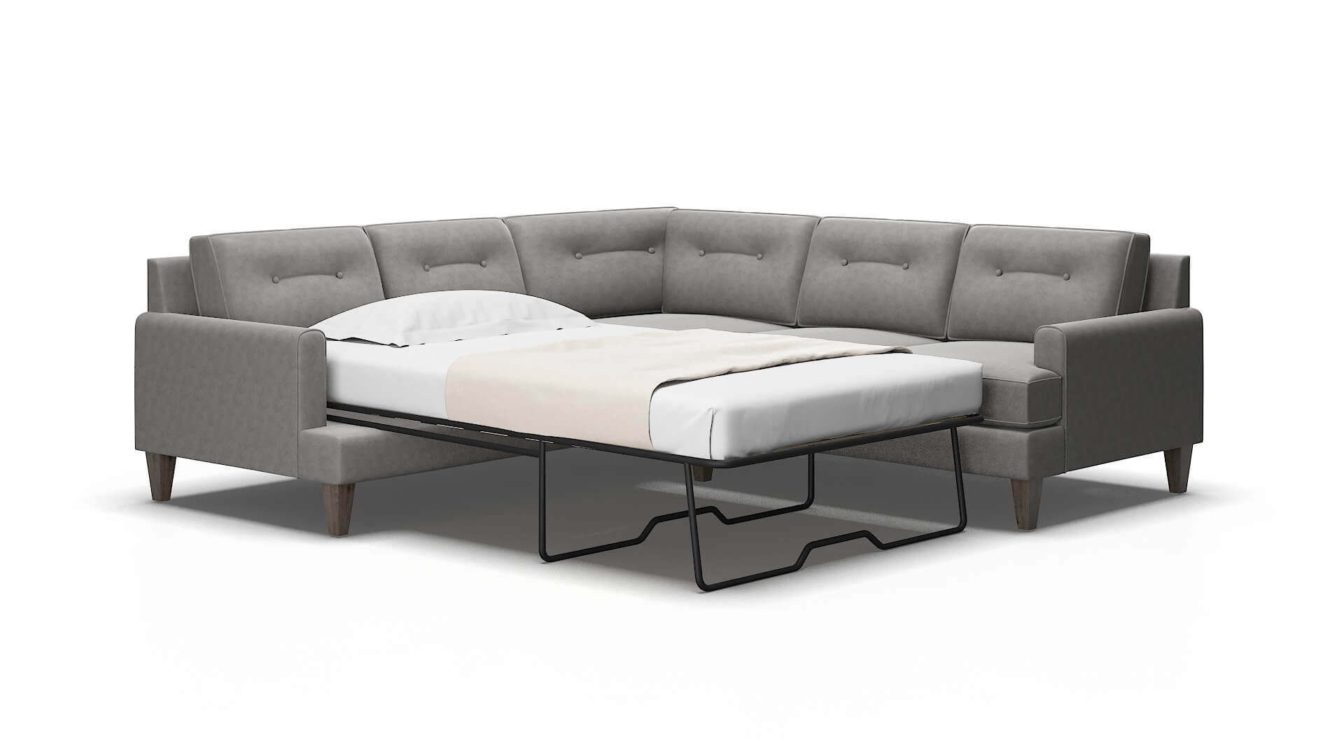 Naples Noble Smoke Sectional Sleeper Espresso legs 2