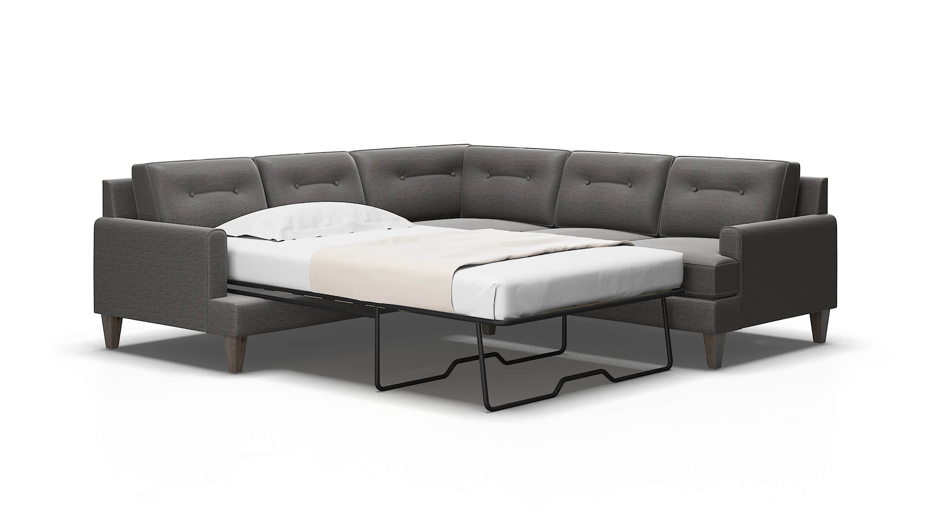 Naples Oscar charcoal Sectional sleeper Espresso Legs  2