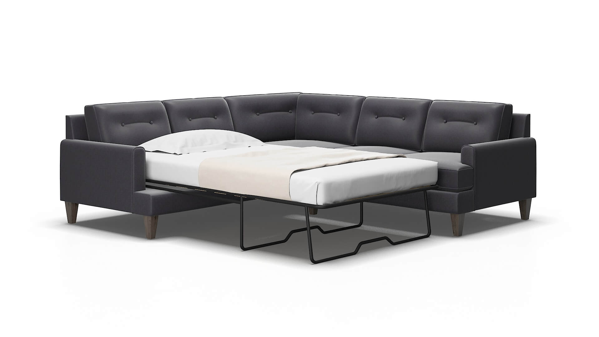 Naples Parker charcoal Sectional sleeper Espresso Legs  2
