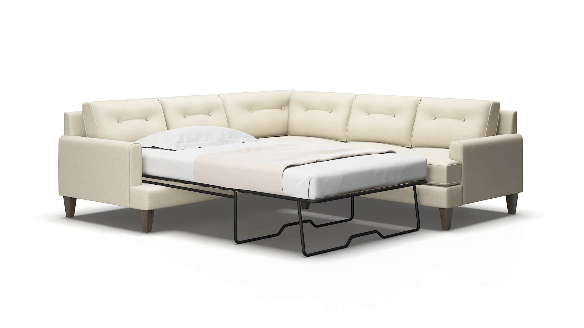 Naples Phoenix Ivory Sectional Sleeper Espresso legs 2