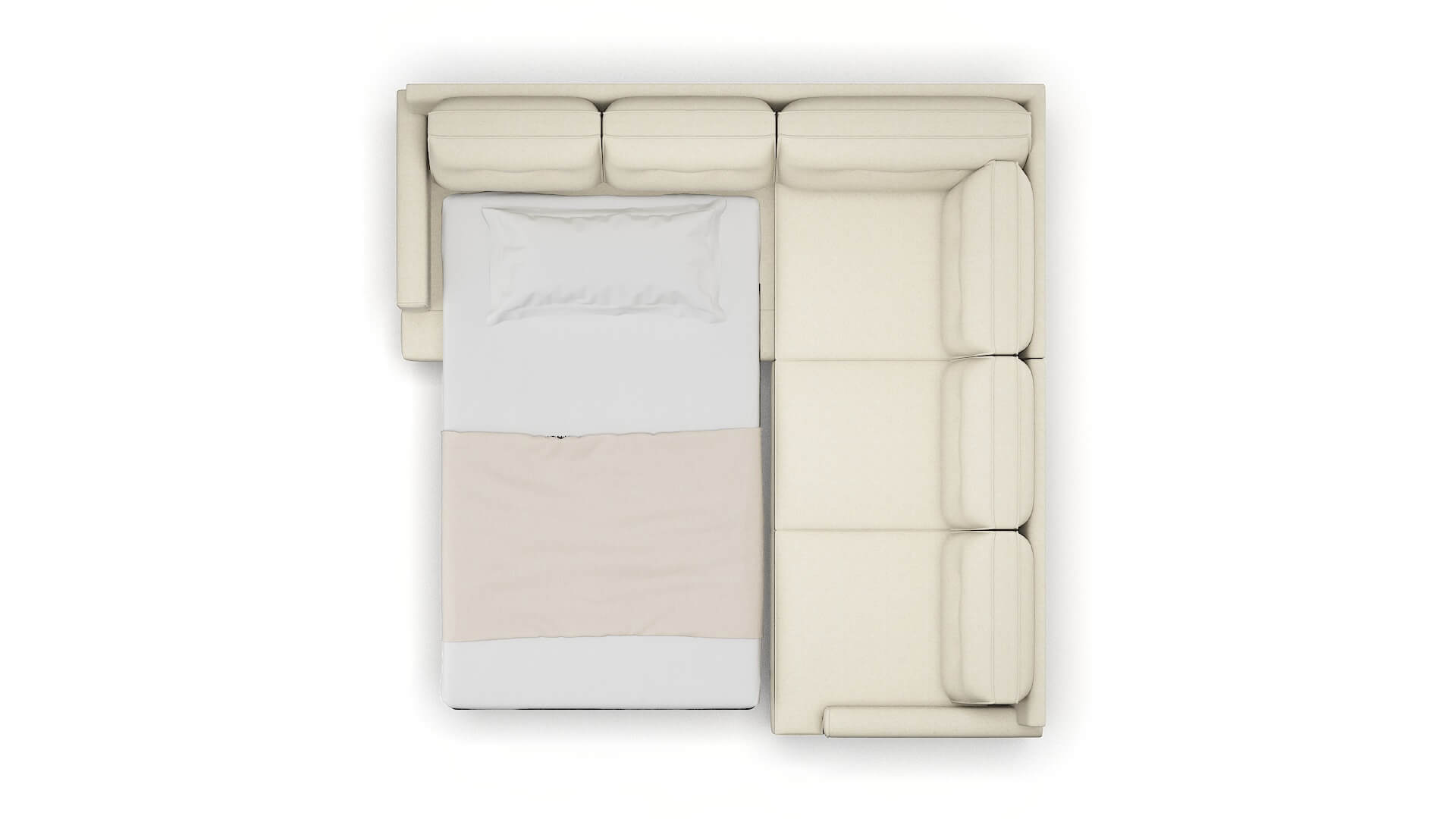 Naples Phoenix Ivory Sectional Sleeper Espresso legs 3