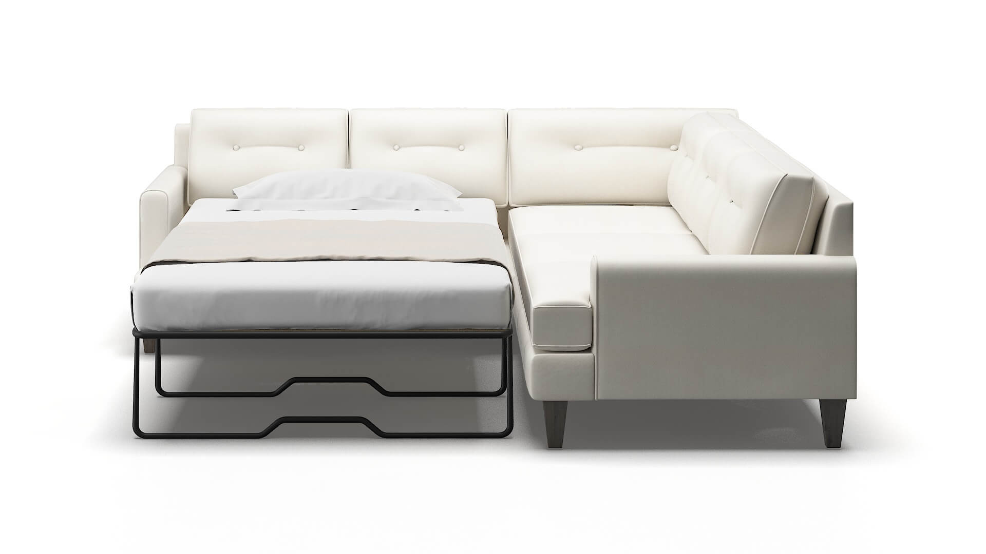 Naples R_prize Cream Sectional Sleeper Espresso legs 1