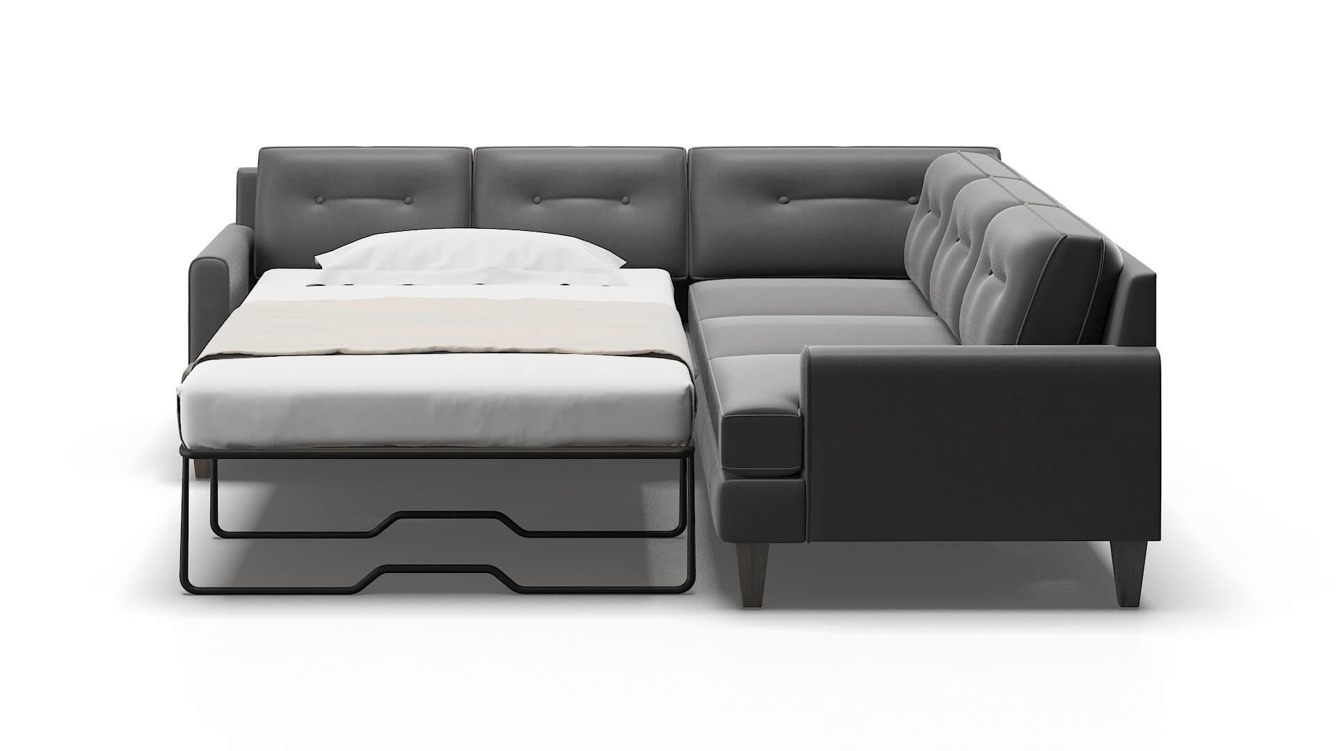 Naples Rocket Charcoal Sectional Sleeper Espresso legs 1