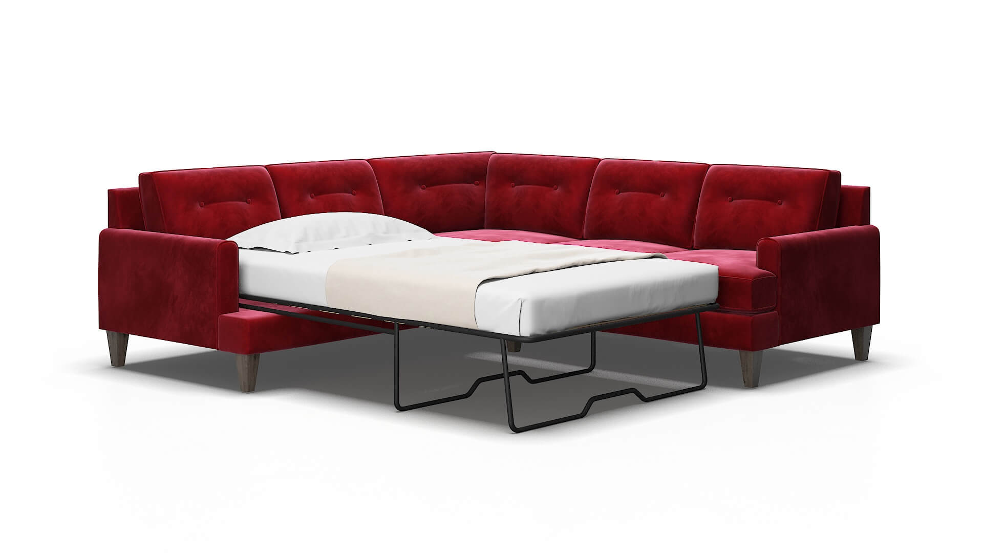 Naples Royale ruby Sectional sleeper Espresso Legs  2