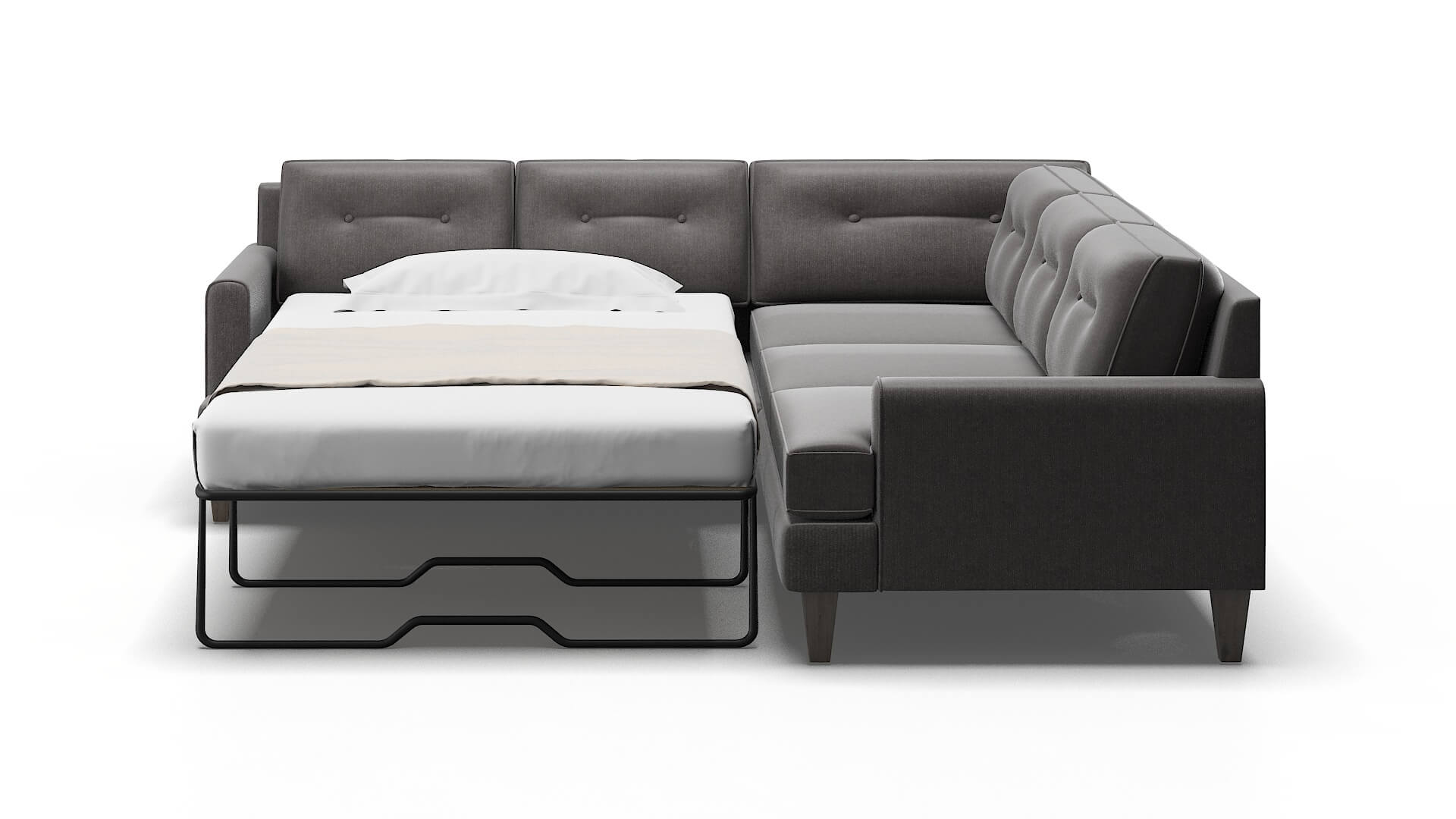 Naples Sasha Grey Sectional Sleeper Espresso legs 1