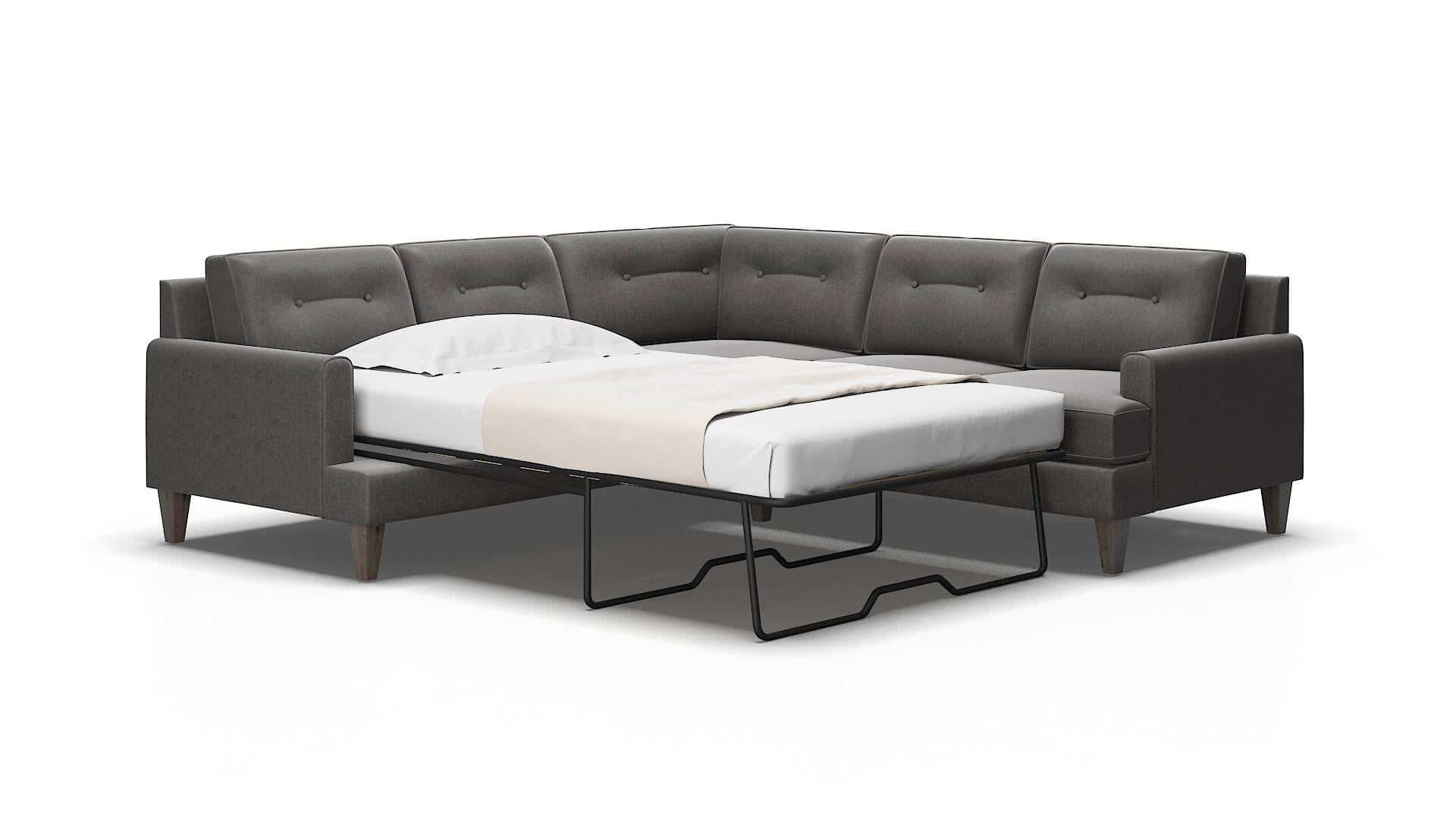 Naples Sasha Grey Sectional Sleeper Espresso legs 2