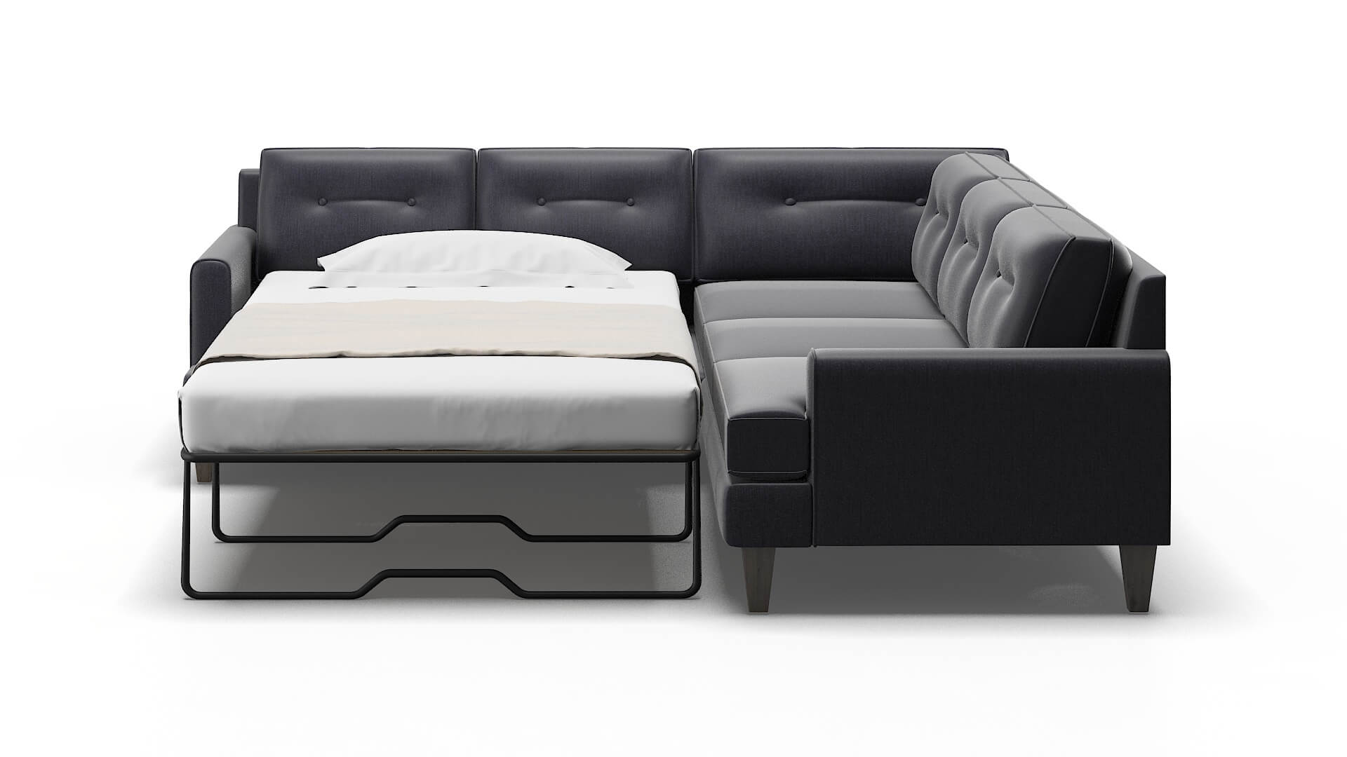 Naples Sasha Navy Sectional Sleeper Espresso legs 1