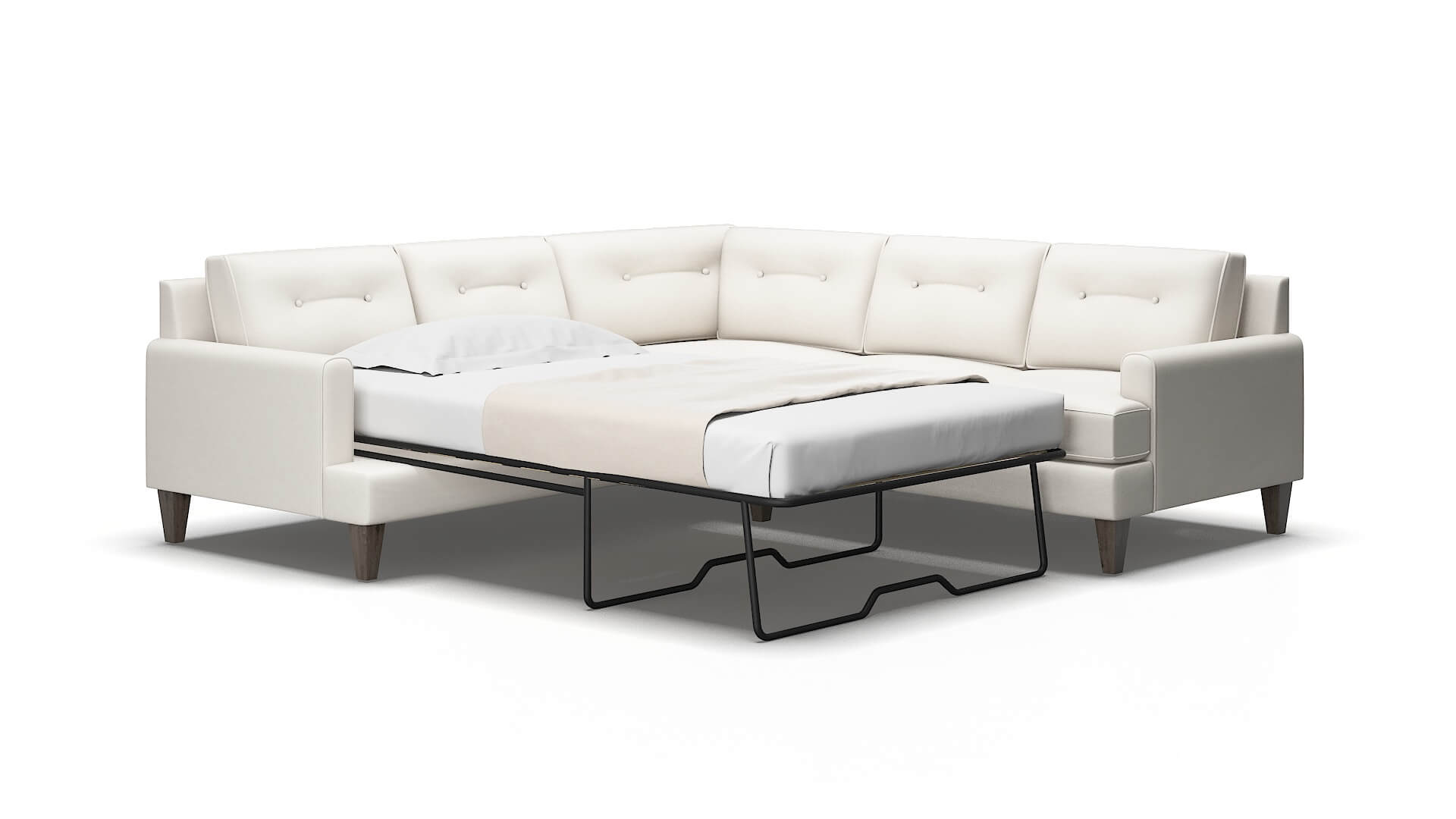 Naples Venice eggshell Sectional sleeper Espresso Legs  2