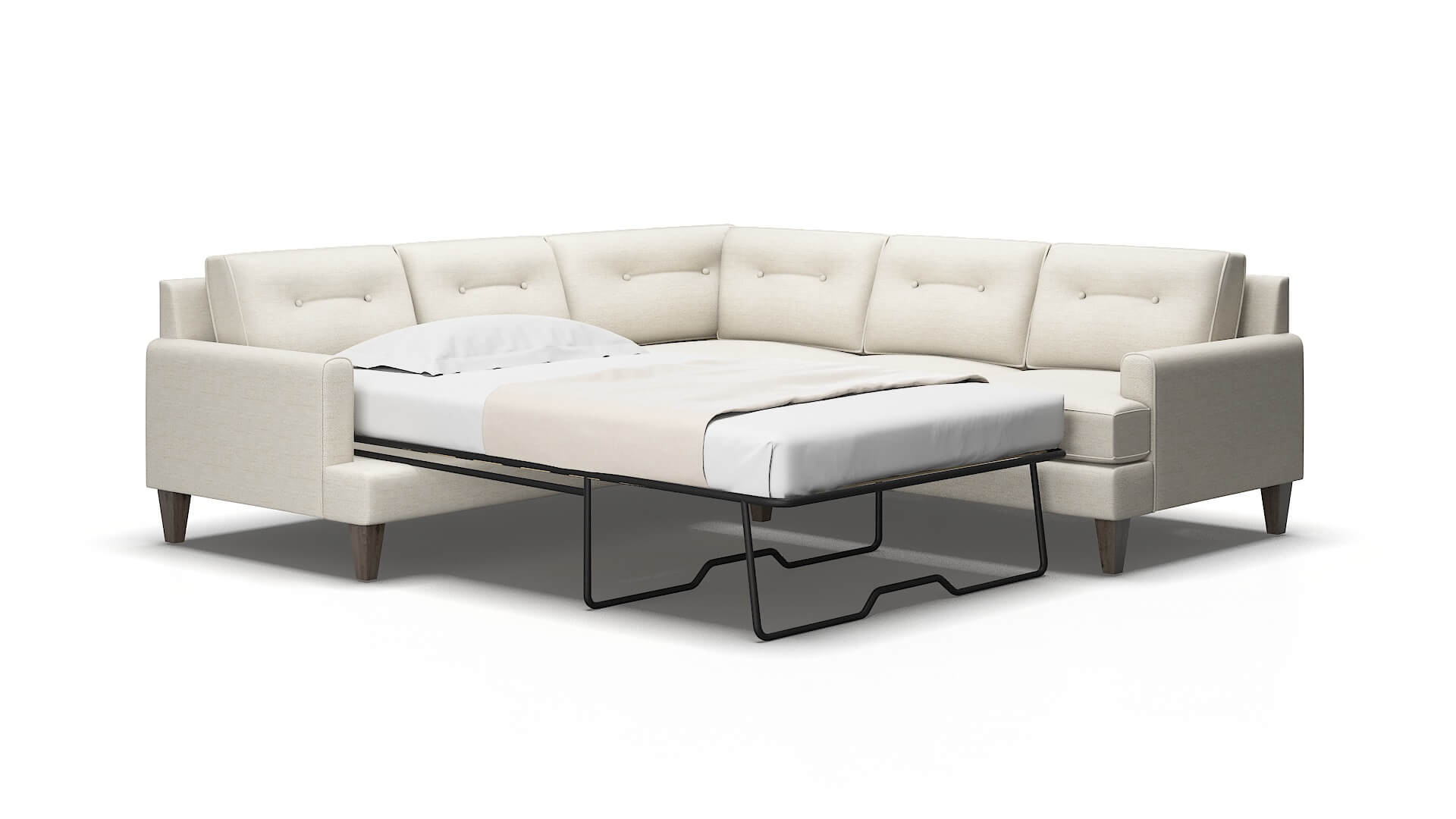 Naples Venus cream Sectional sleeper Espresso Legs  2