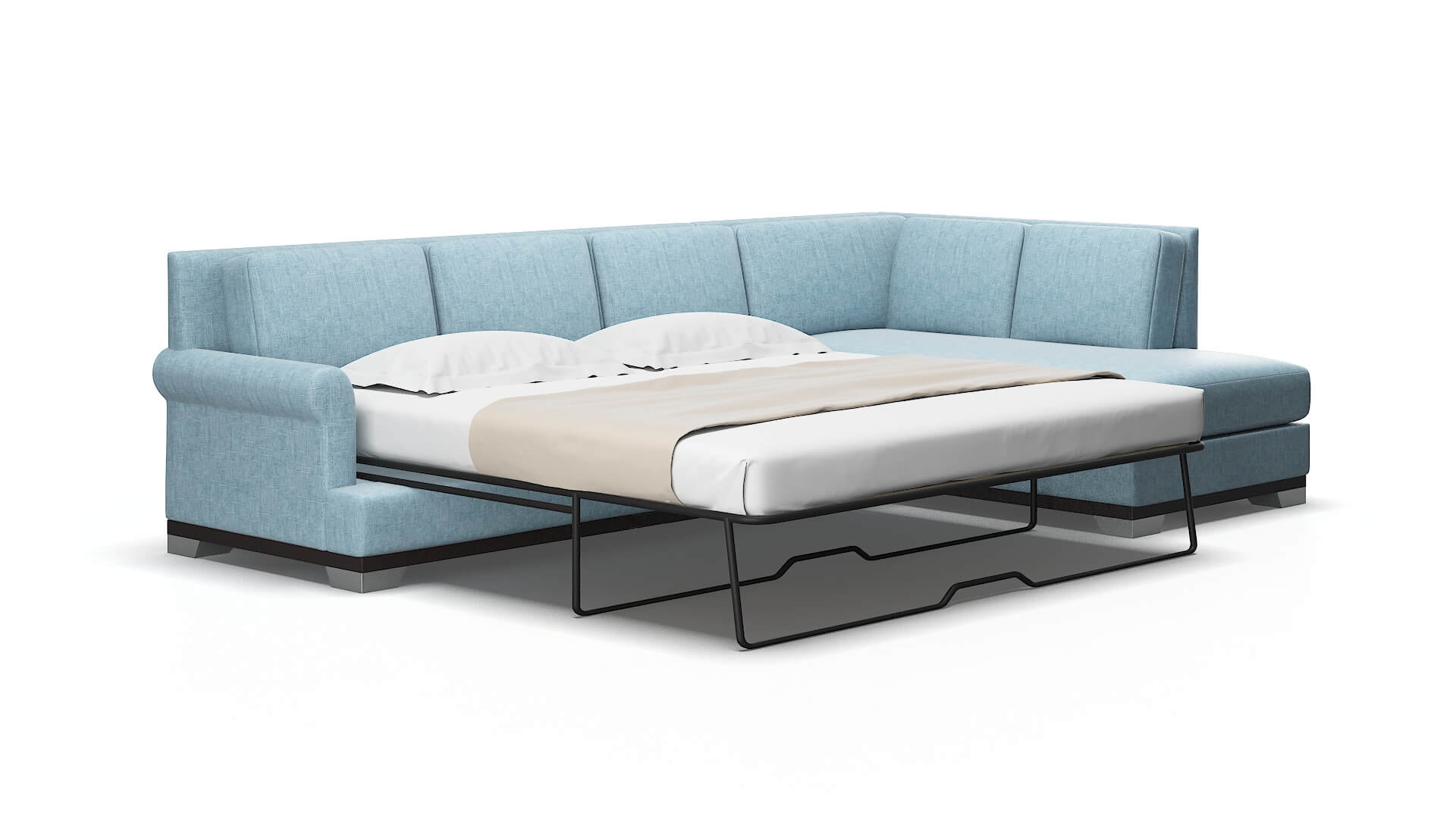 Newyork Atlas Turquoise Panel Sleeper Espresso legs 2