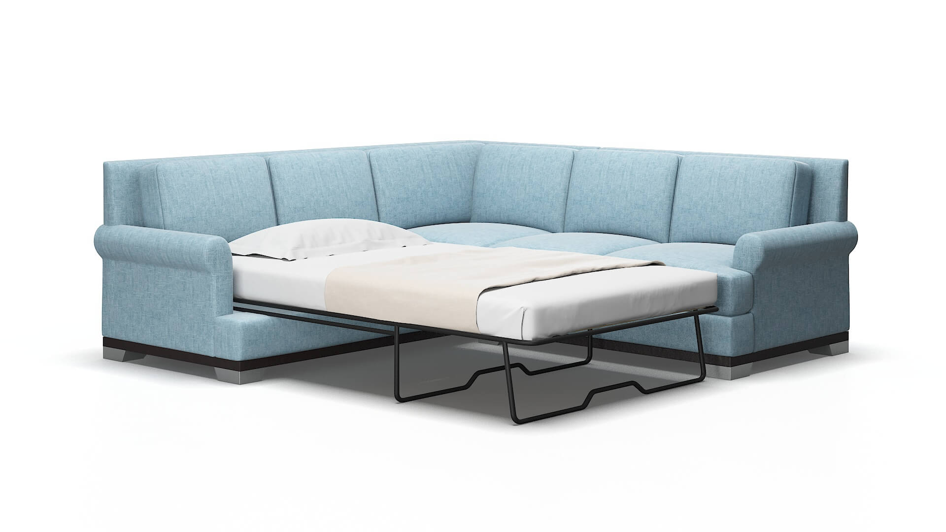 Newyork Atlas turquoise Sectional sleeper Espresso Legs  2