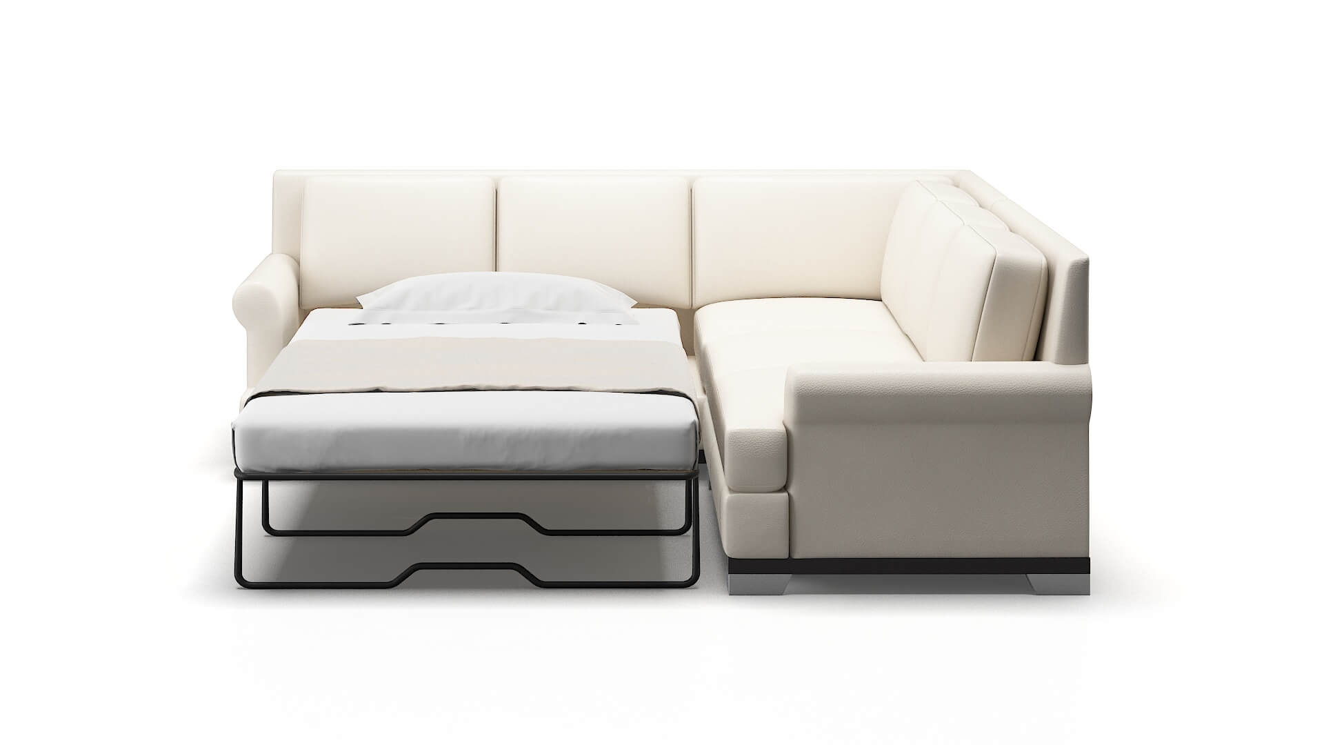 Newyork Blanche Milky Sectional Sleeper Espresso legs 1