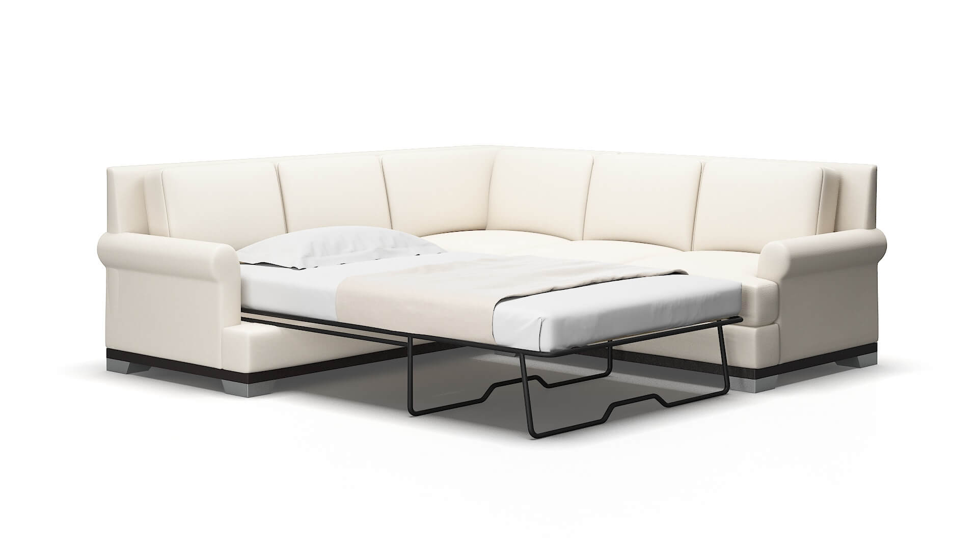 Newyork Blanche milky Sectional sleeper Espresso Legs  2