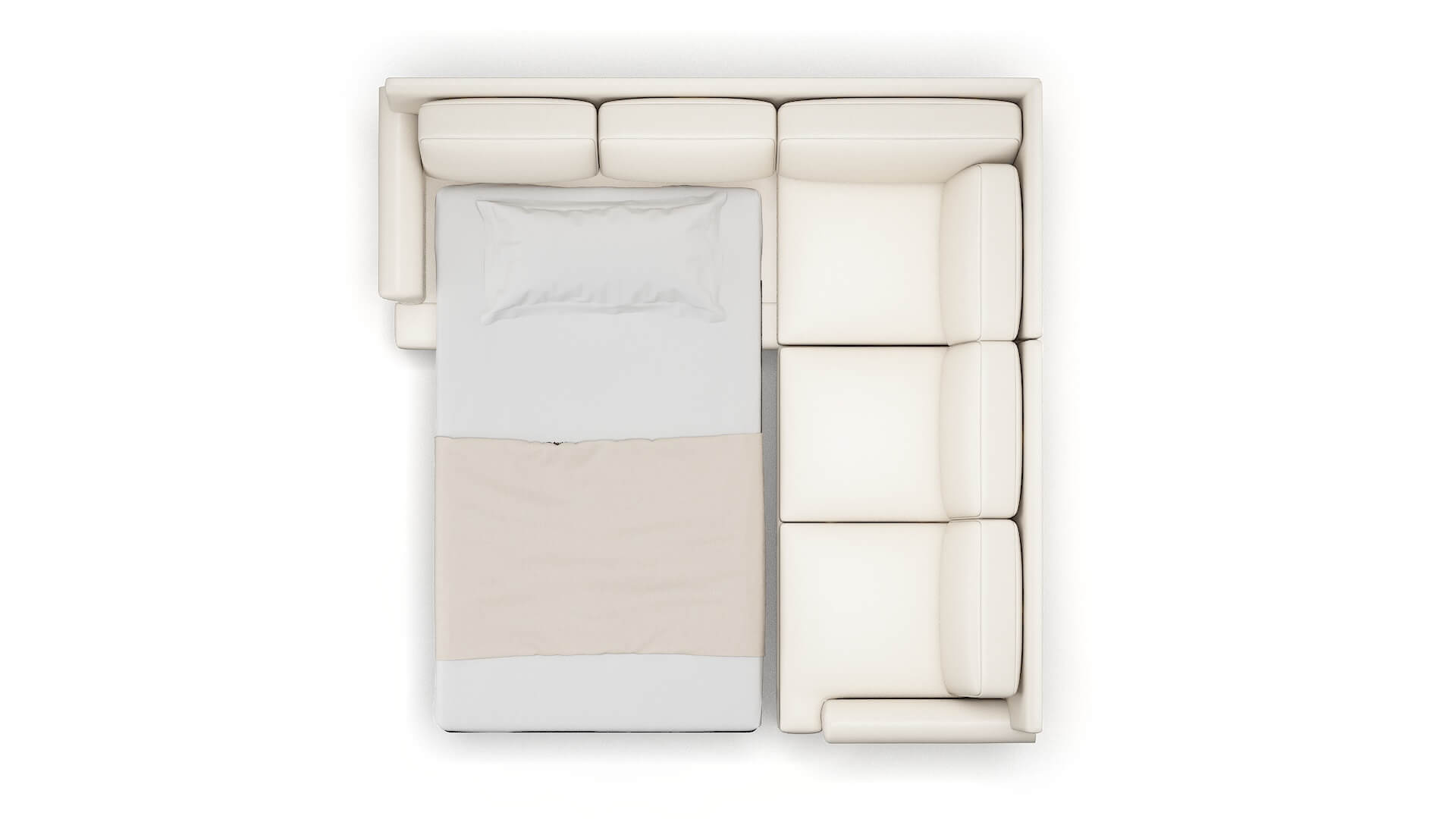 Newyork Blanche Milky Sectional Sleeper Espresso legs 3