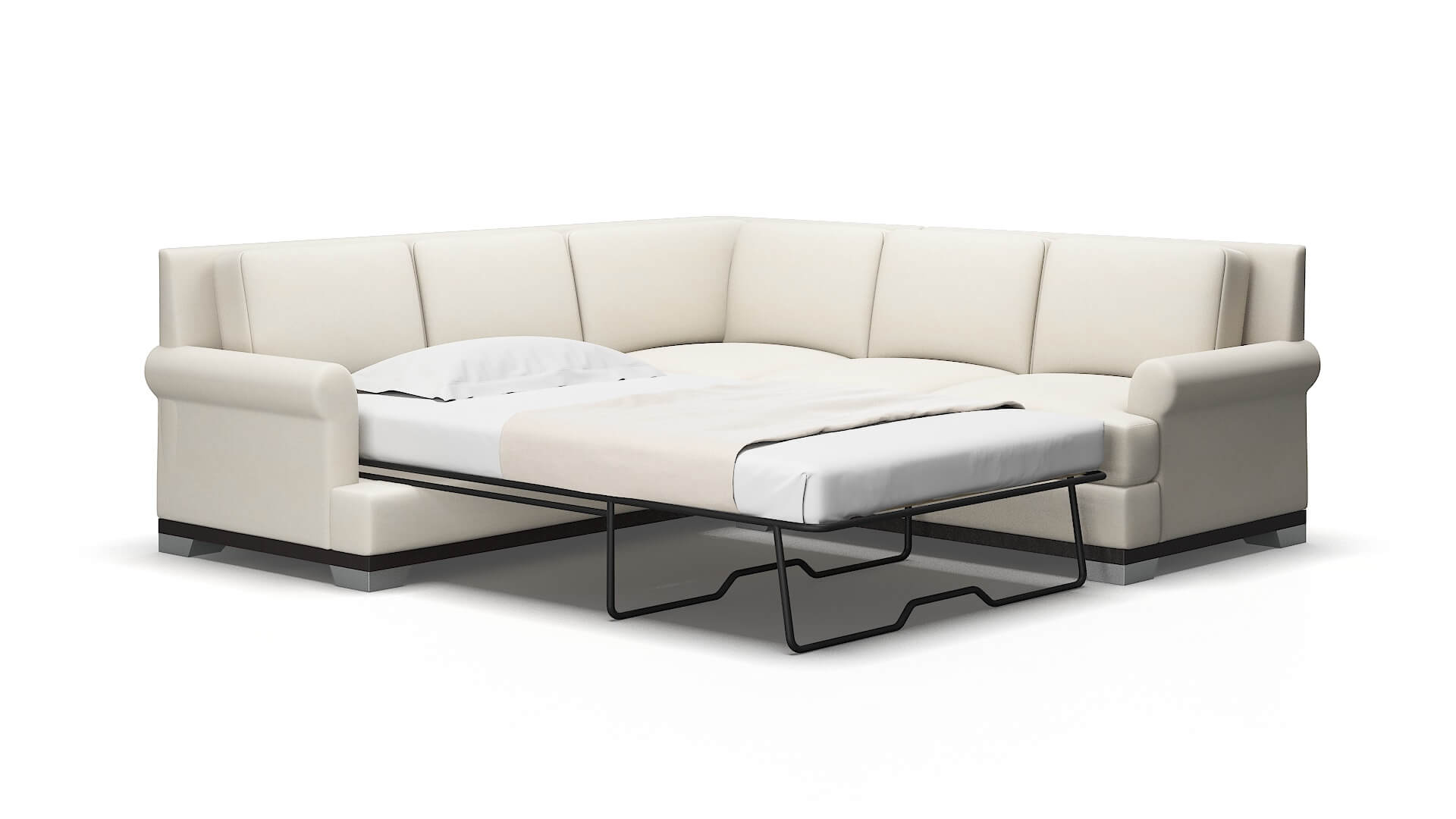 Newyork Bungalow ivory Sectional sleeper Espresso Legs  2