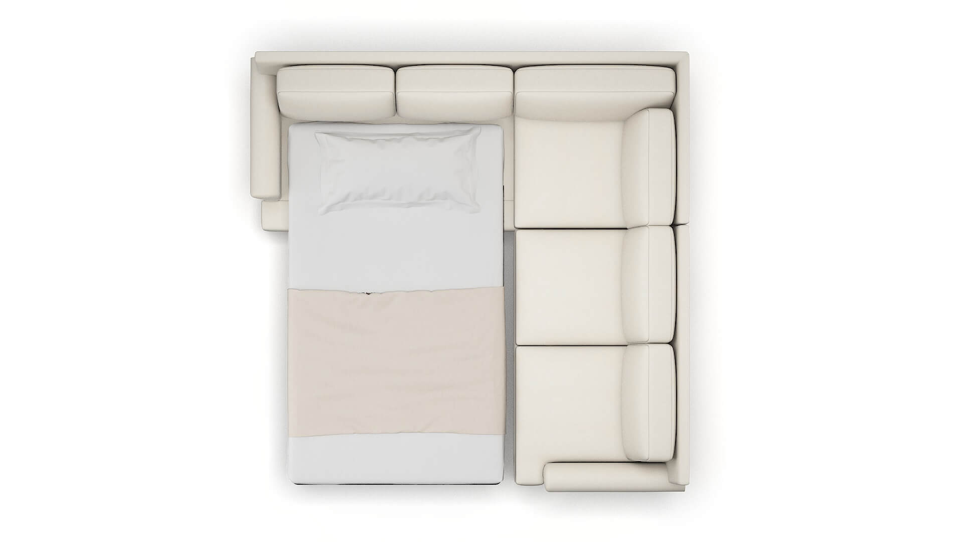 Newyork Bungalow Ivory Sectional Sleeper Espresso legs 3