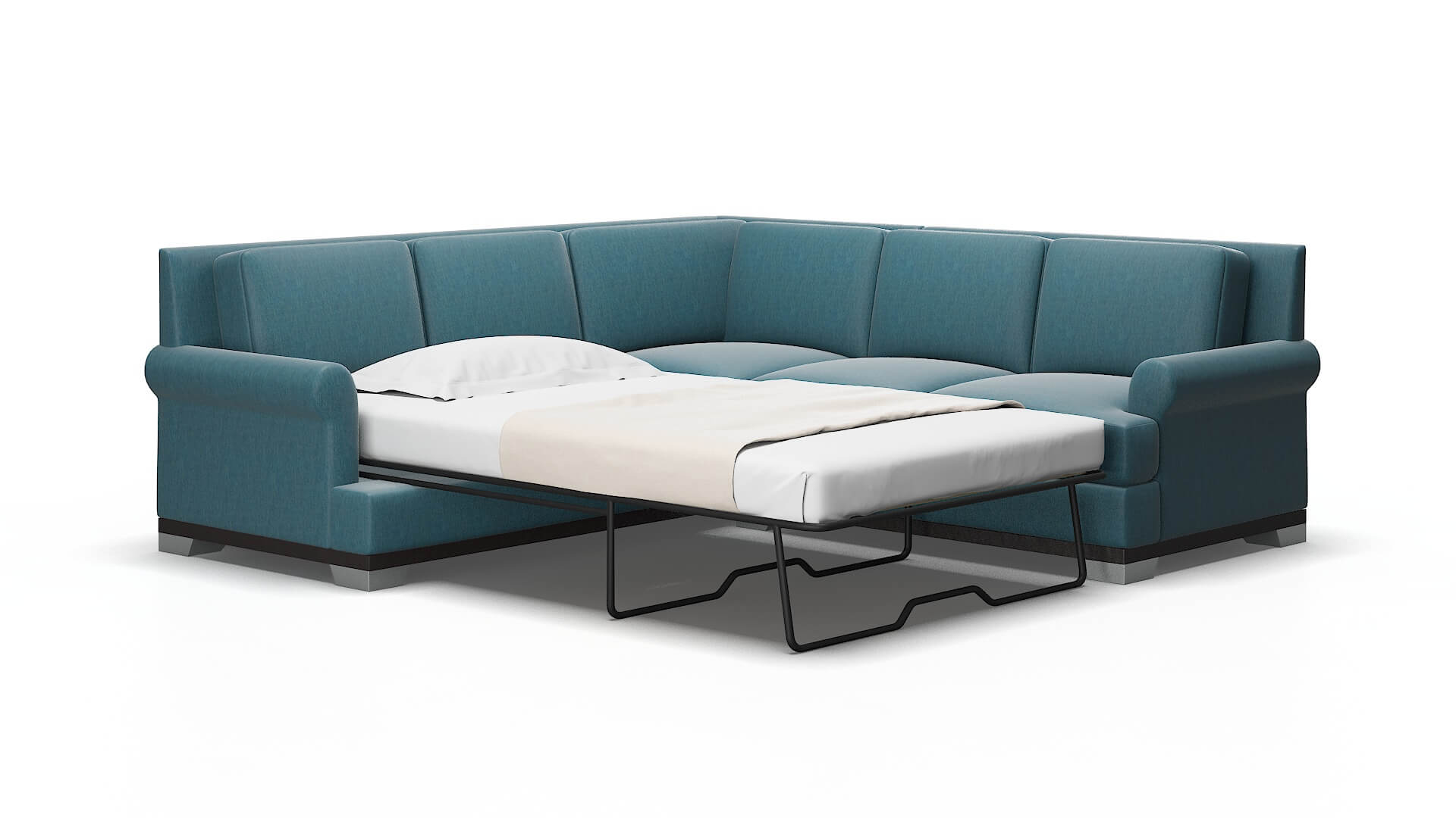 Newyork Cosmo Teal Sectional Sleeper espresso legs 2