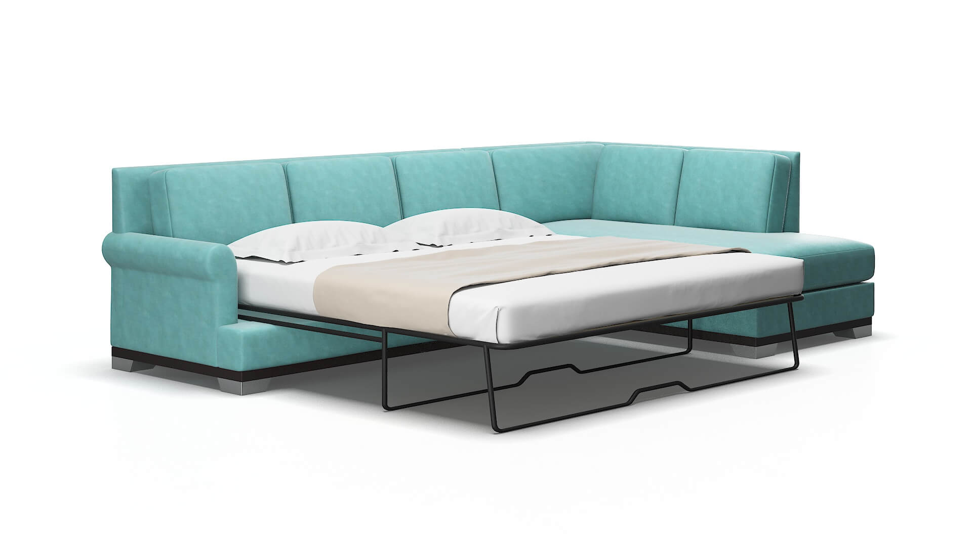 Newyork Curious turquoise Panel sleeper Espresso Legs  2