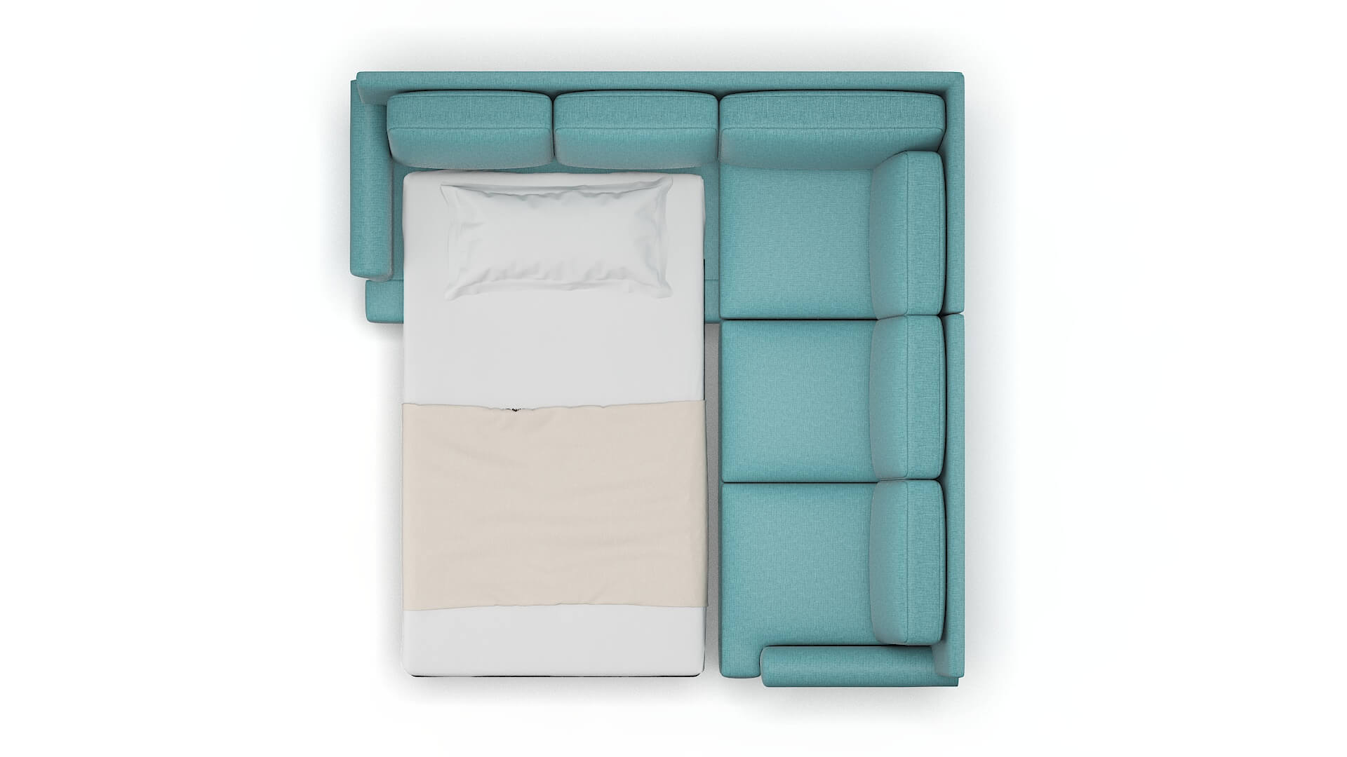 Newyork Parker Turquoise Sectional Sleeper Espresso legs 3