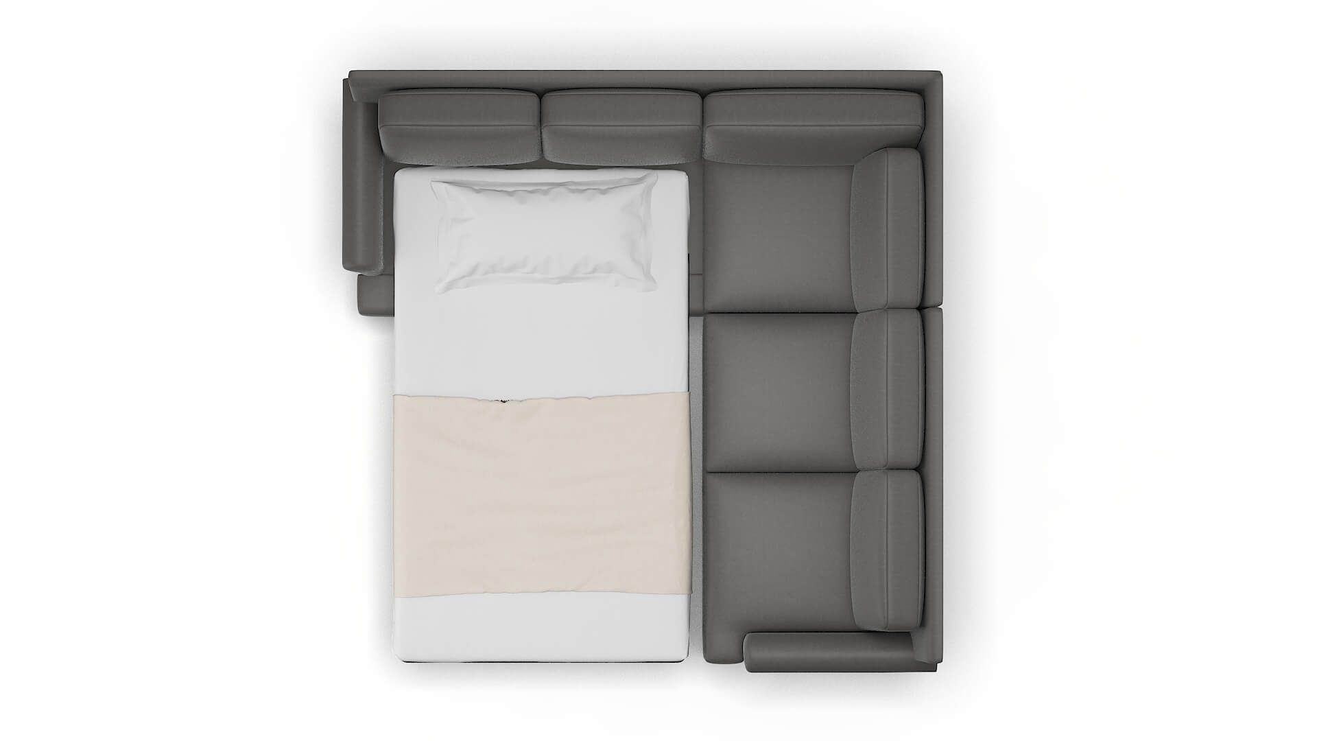 Newyork Rocket Charcoal Sectional Sleeper Espresso legs 3