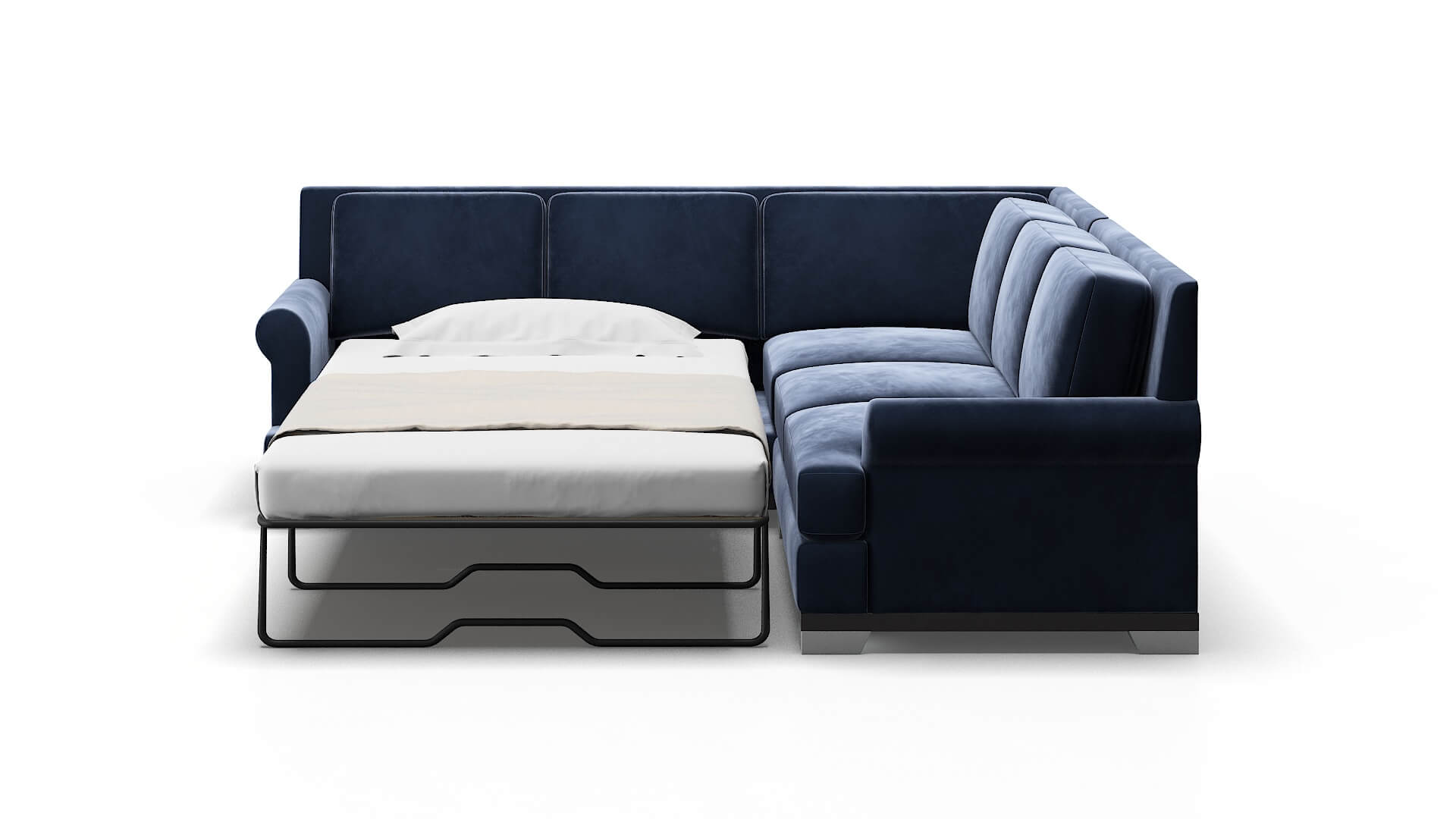 Newyork Royale Cobalt Sectional Sleeper Espresso legs 1