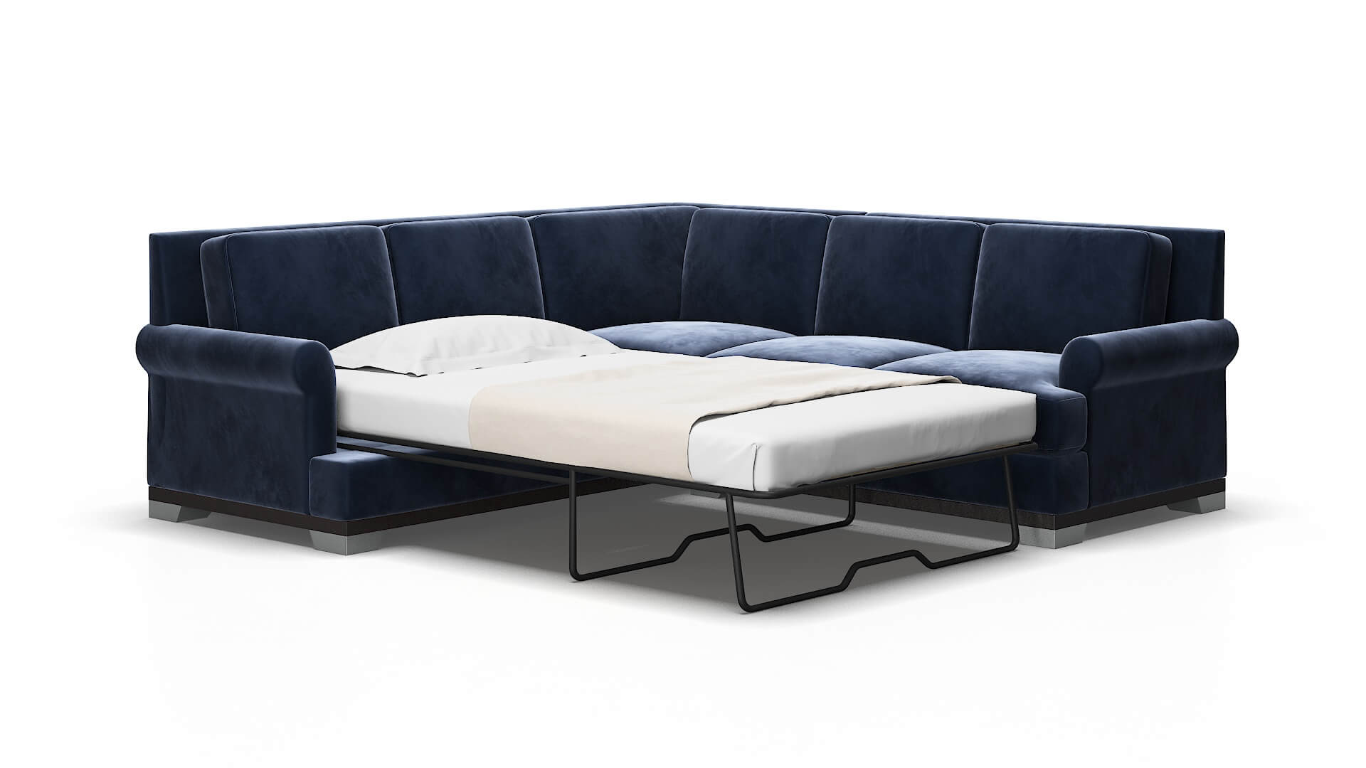 Newyork Royale cobalt Sectional sleeper Espresso Legs  2