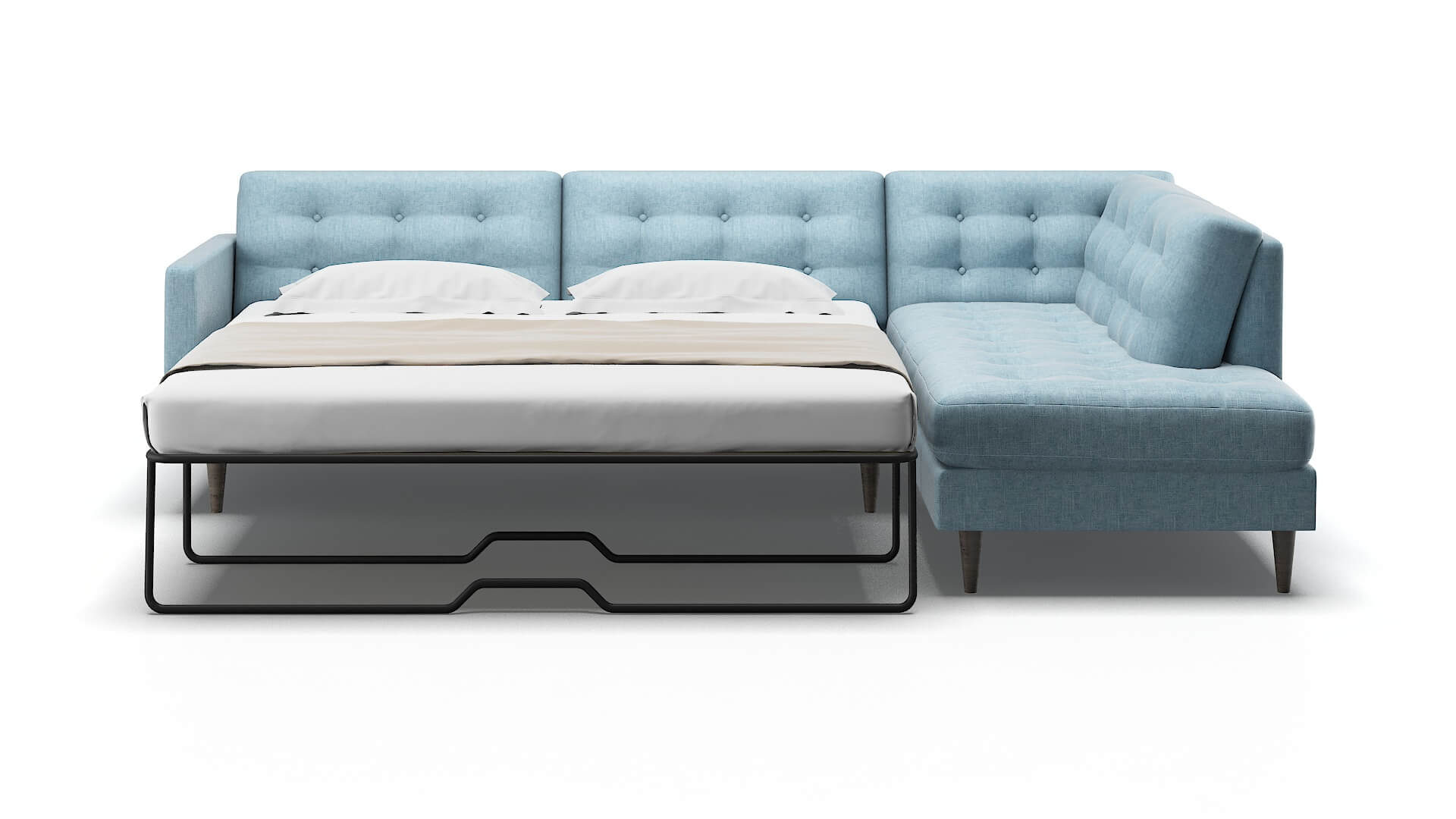 Oslo Atlas Turquoise Panel Sleeper Espresso legs 1