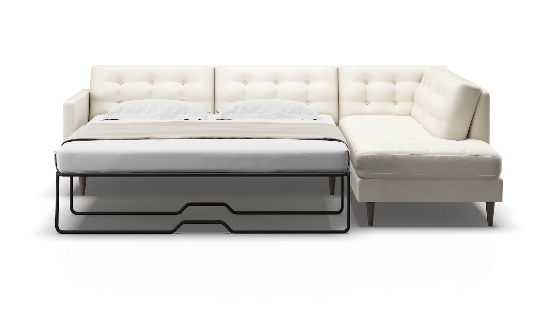 Oslo Blanche Milky Panel Sleeper Espresso legs 1