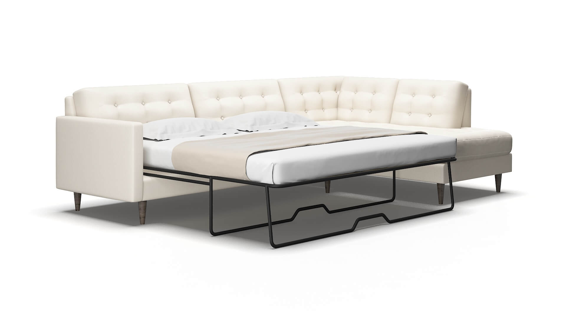 Oslo Blanche milky Panel sleeper Espresso Legs  2