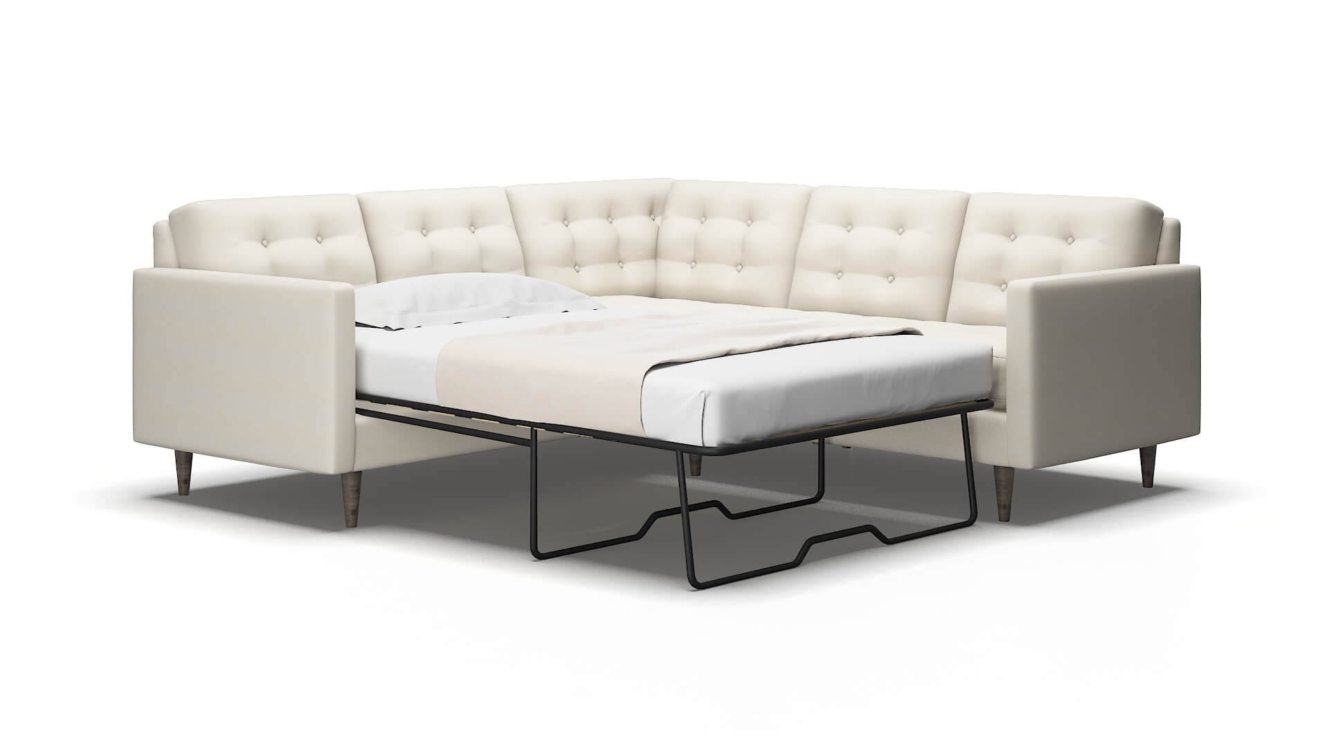 Oslo Bungalow Ivory Sectional Sleeper Espresso legs 2