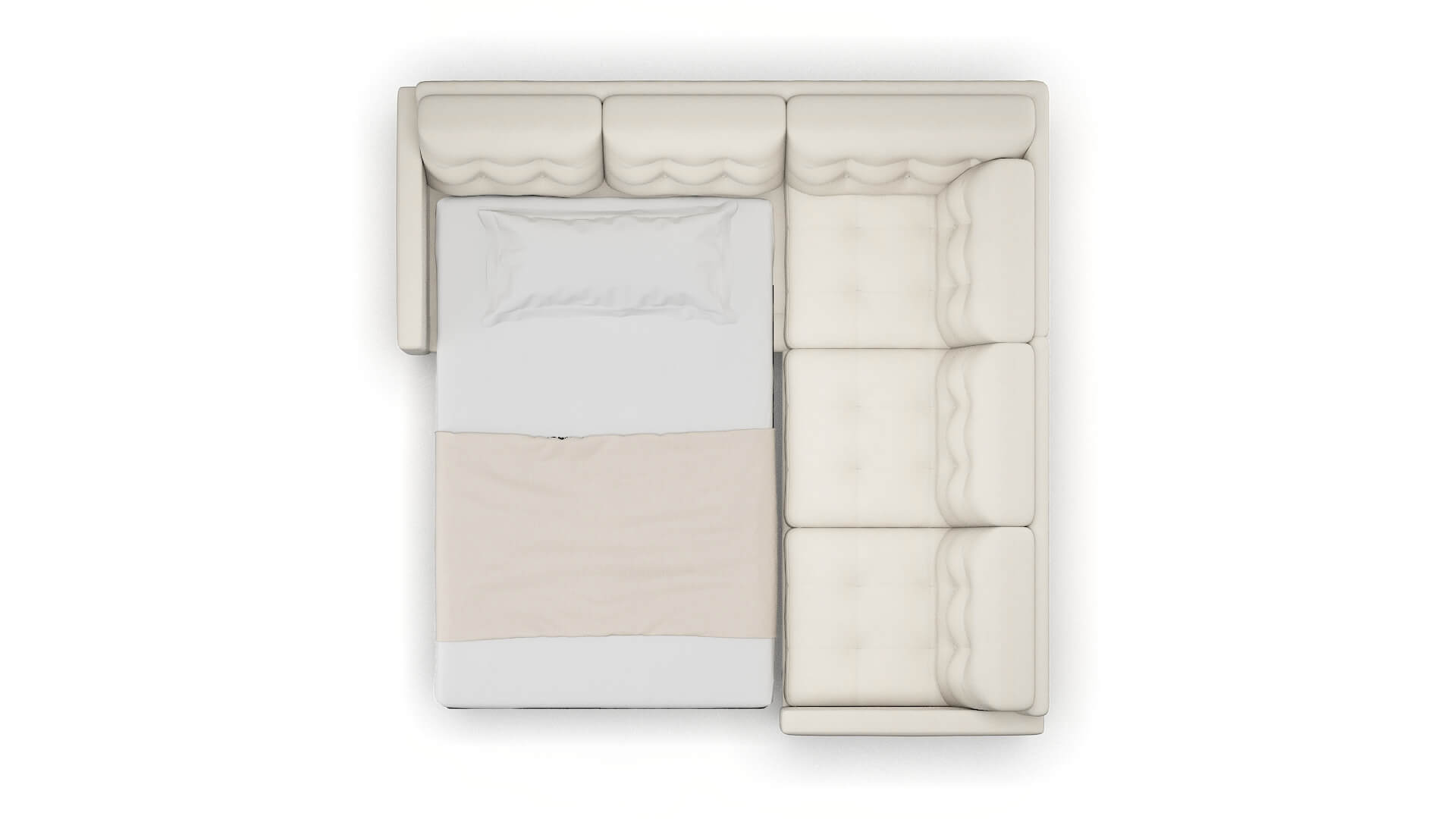 Oslo Bungalow Ivory Sectional Sleeper Espresso legs 3