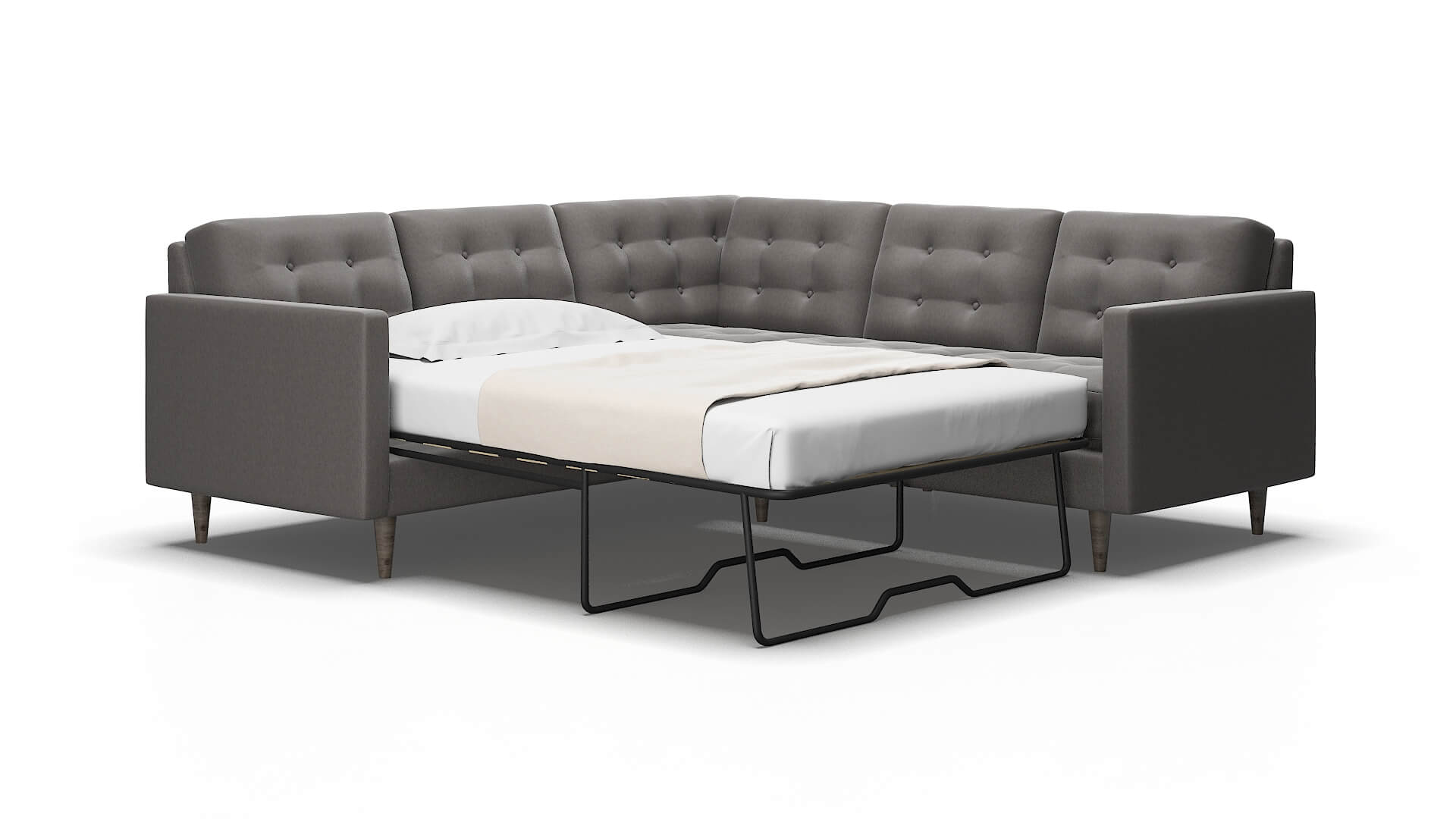 Oslo Cosmo Charcoal Sectional Sleeper Espresso legs 2