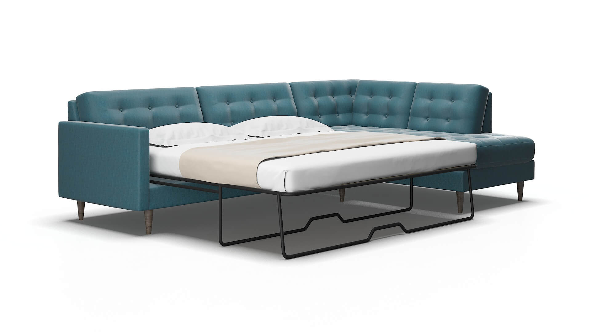 Oslo Hepburn teal Panel sleeper Espresso Legs  2
