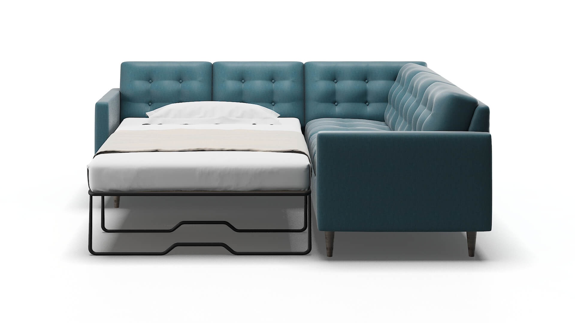 Oslo Hepburn Teal Sectional Sleeper Espresso legs 1