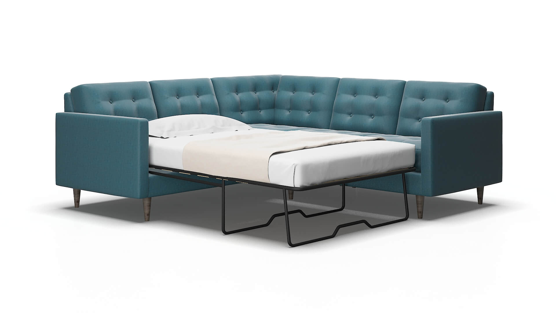 Oslo Hepburn teal Sectional sleeper Espresso Legs  2