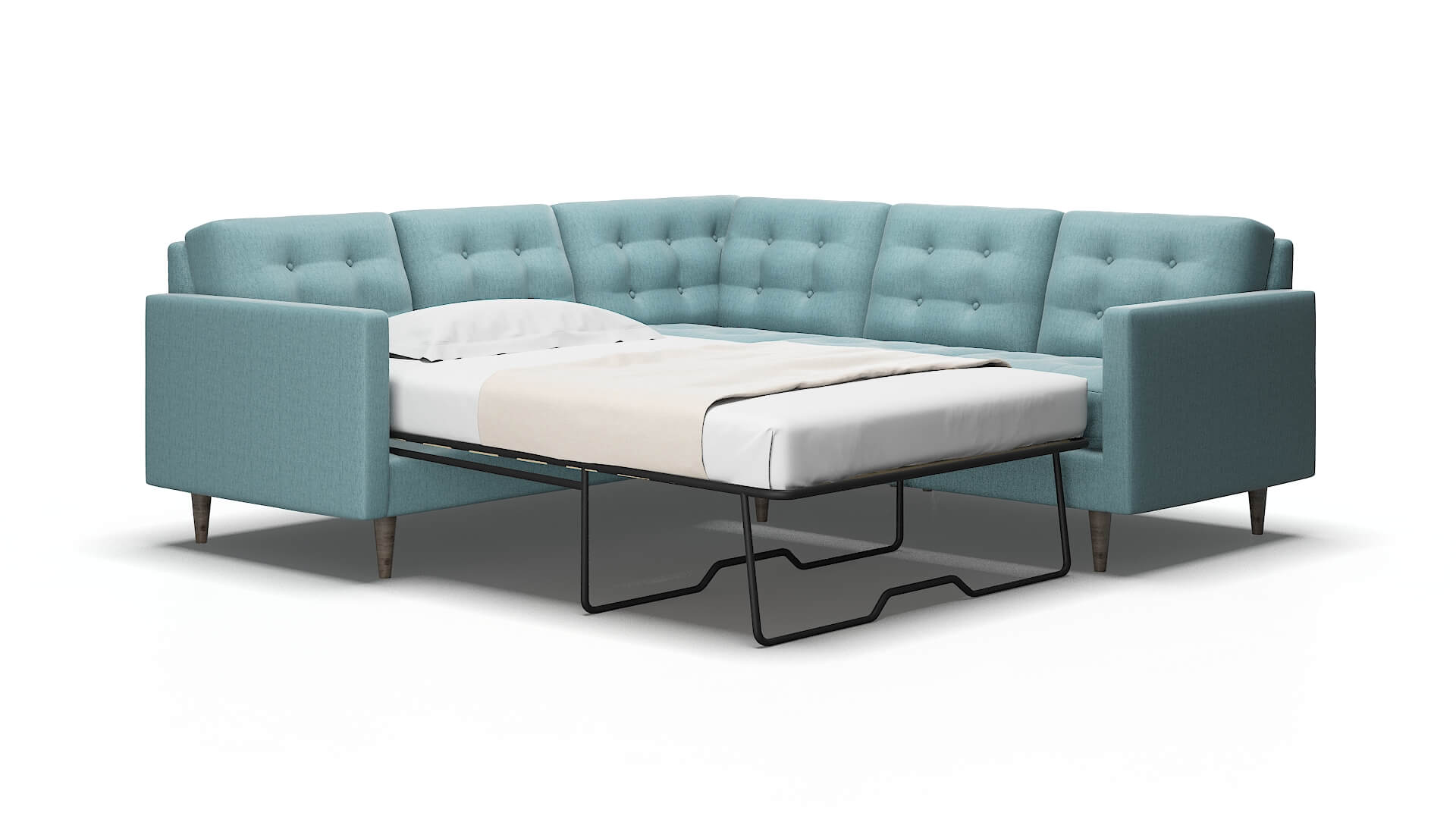Oslo Insight Peacock Sectional Sleeper Espresso legs 2
