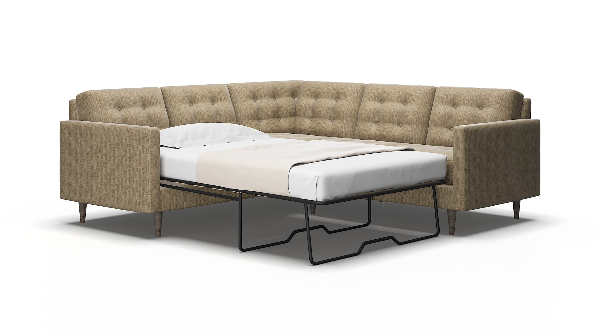 Oslo Marcy Camel Sectional Sleeper Espresso legs 2