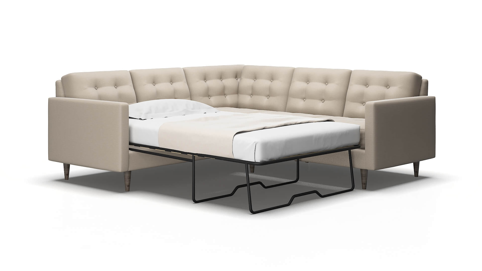 Oslo Oscar Linen Sectional Sleeper Espresso legs 2