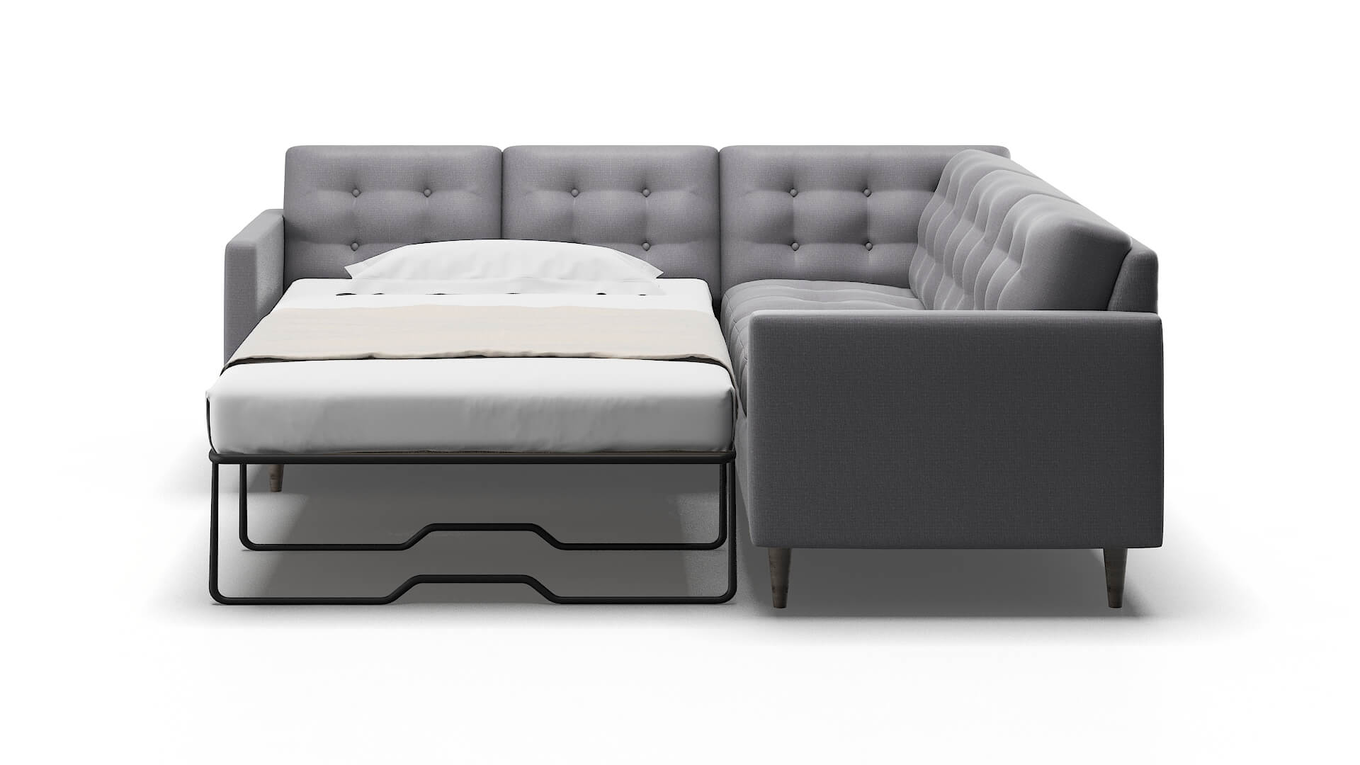 Oslo Parker Ash Sectional Sleeper Espresso legs 1