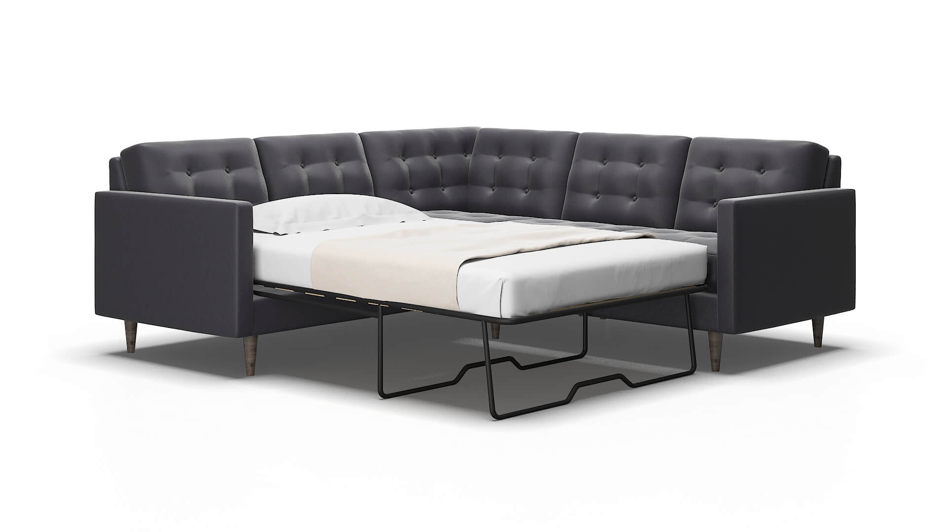 Oslo Parker Charcoal Sectional Sleeper Espresso legs 2