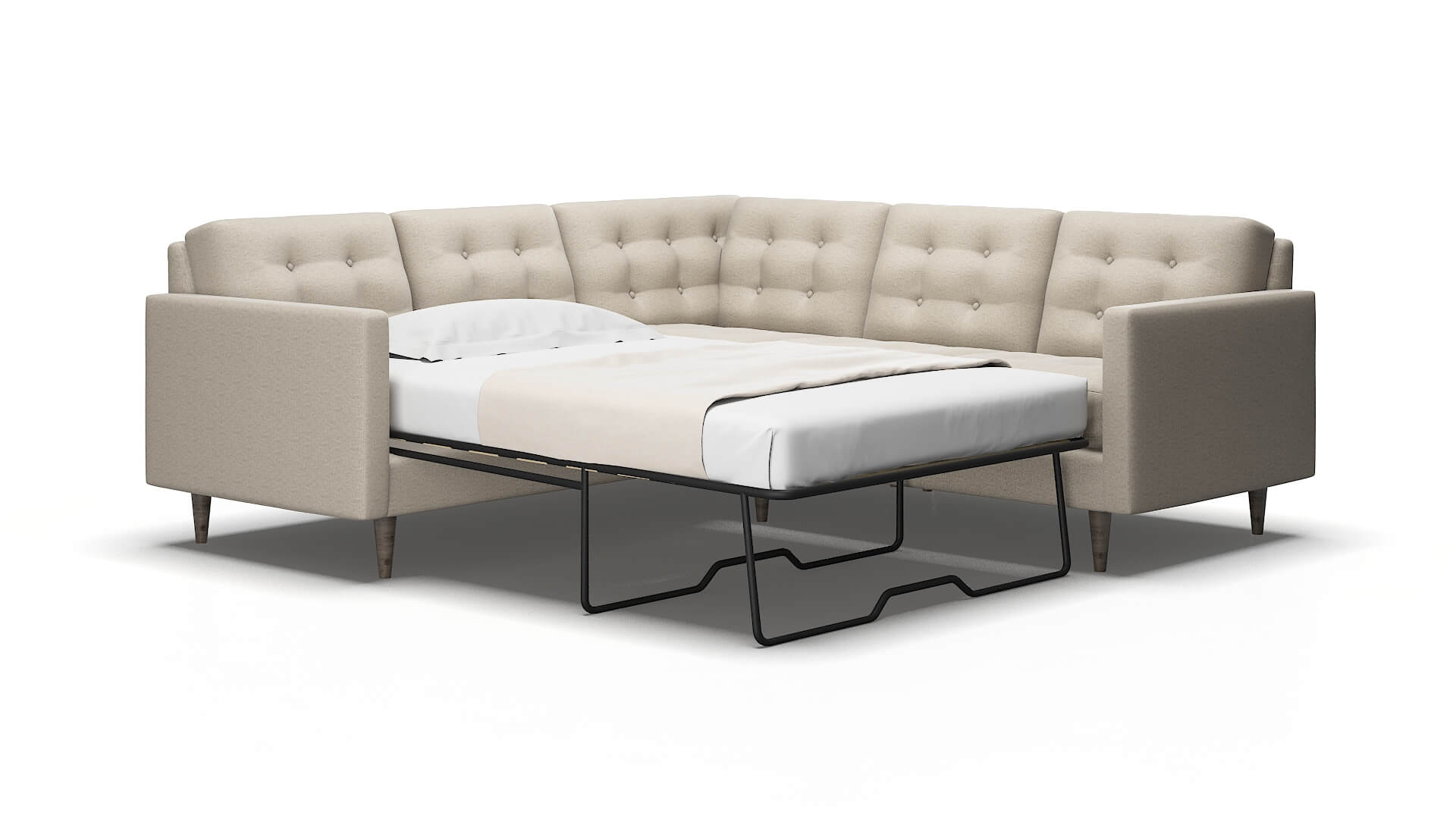 Oslo Parker Wheat Sectional Sleeper Espresso legs 2