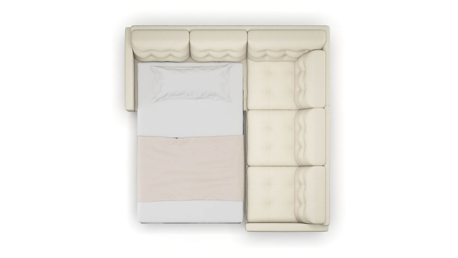 Oslo Phoenix Ivory Sectional Sleeper Espresso legs 3