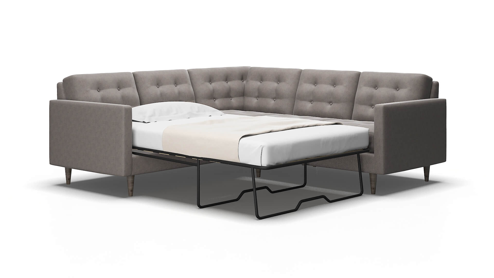 Oslo Suave Slate Sectional Sleeper Espresso Legs 2