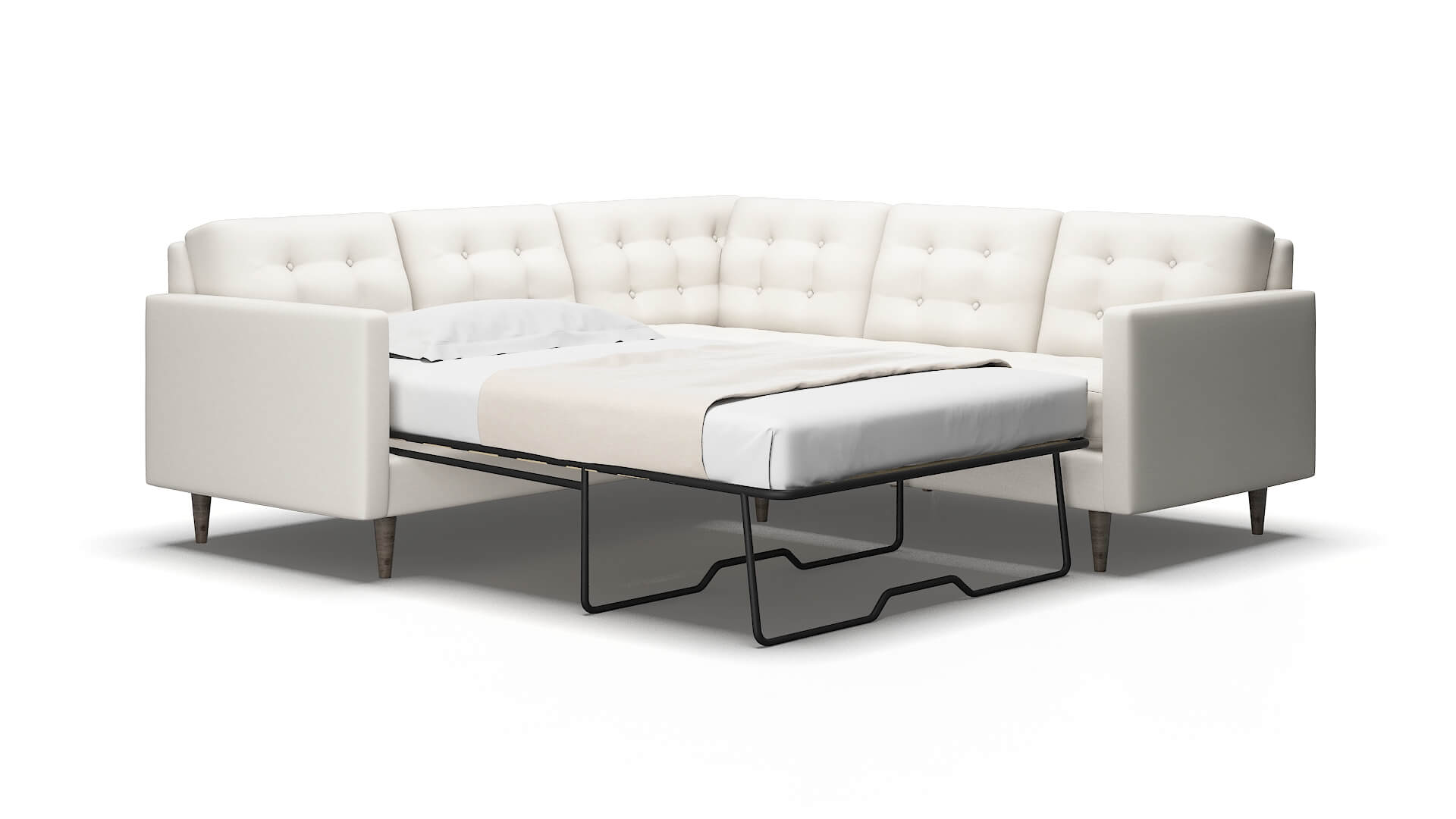 Oslo Venice Eggshell Sectional Sleeper Espresso legs 2