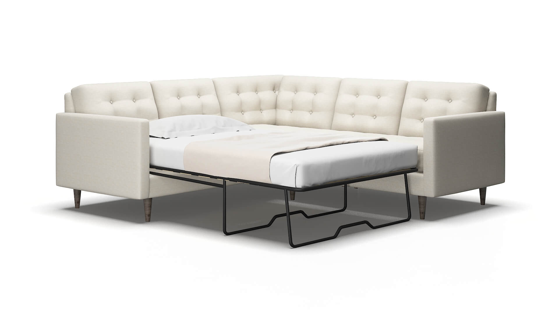 Oslo Venus cream Sectional sleeper Espresso Legs  2