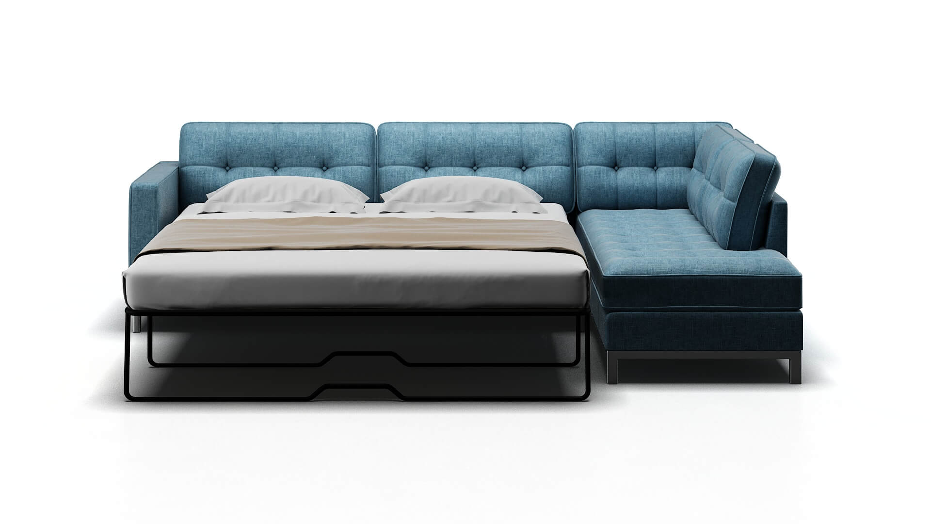 Oxford Atlas Turquoise Panel Sleeper Espresso legs 1