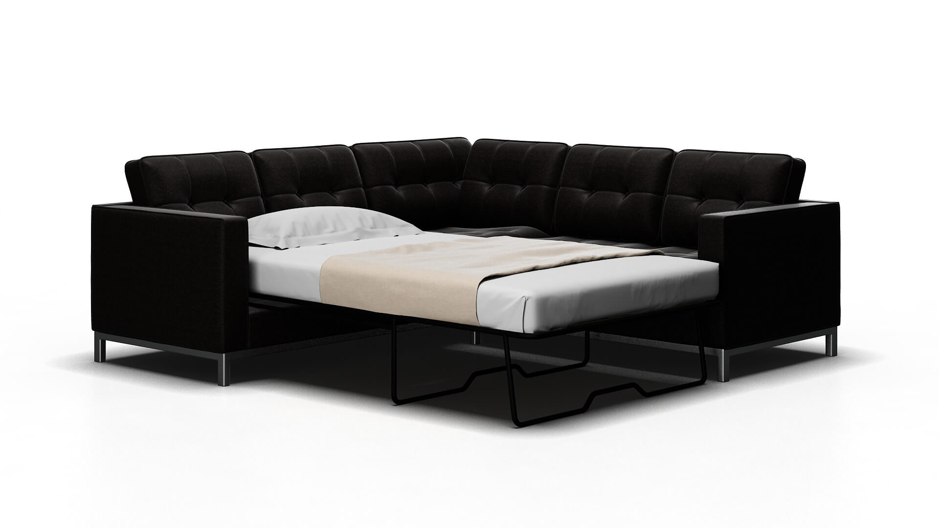 Oxford Avenger Denim Sectional Sleeper Espresso legs 2