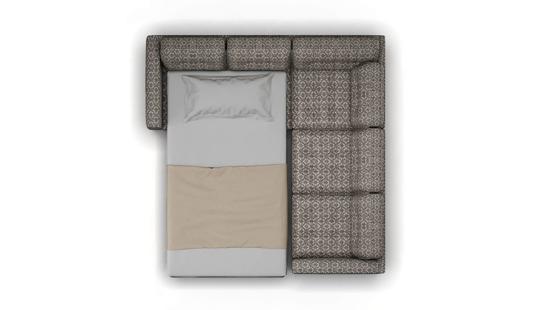 Oxford Bergamo Dove Sectional Sleeper Espresso legs 3