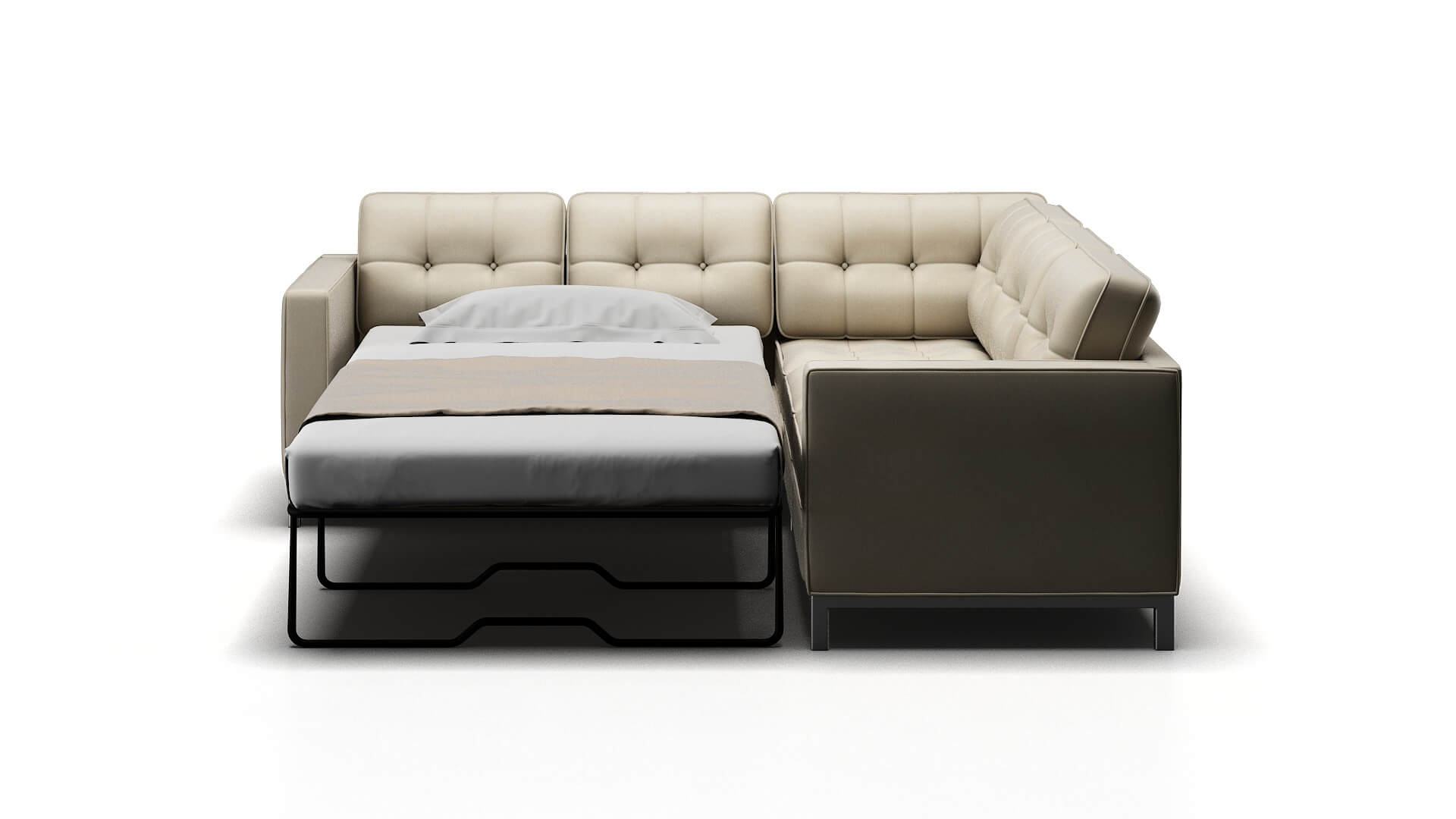 Oxford Bungalow Ivory Sectional Sleeper Espresso legs 1