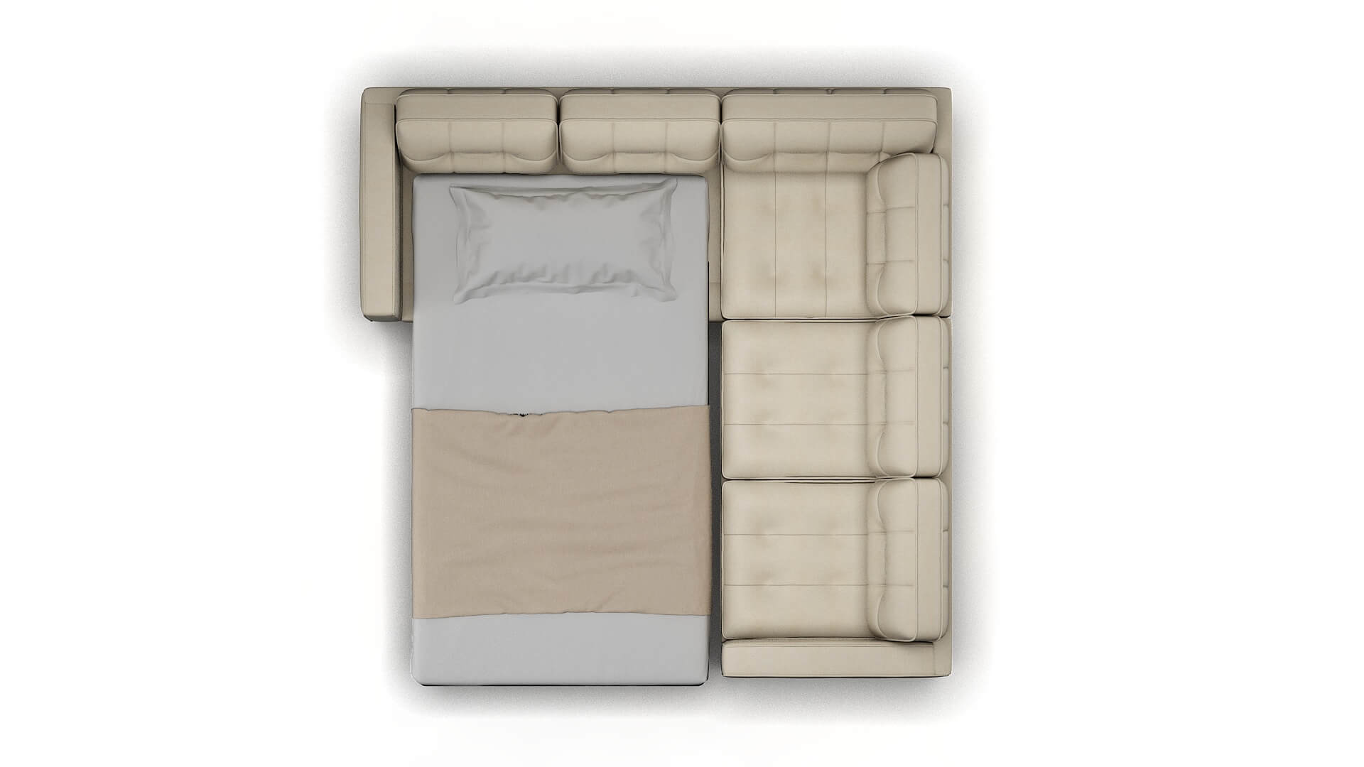 Oxford Bungalow Ivory Sectional Sleeper Espresso legs 3